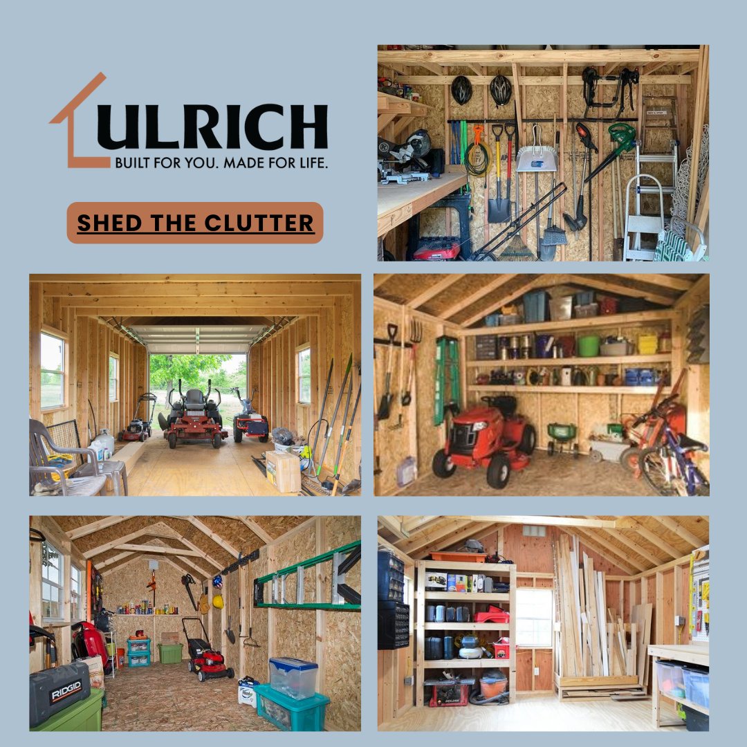 UlrichHburg's tweet photo. Shed the Clutter in your home. Spare yourself a trip to the storage facility. Create the space for all your belongings in your own backyard! Come on in and design one today!  #UlrichLifestyle #UlrichHarrisonburg  #ShenandoahValley #ValleyMade #UlrichSheds #UlrichStructures https://t.co/BSsN1WV0zB