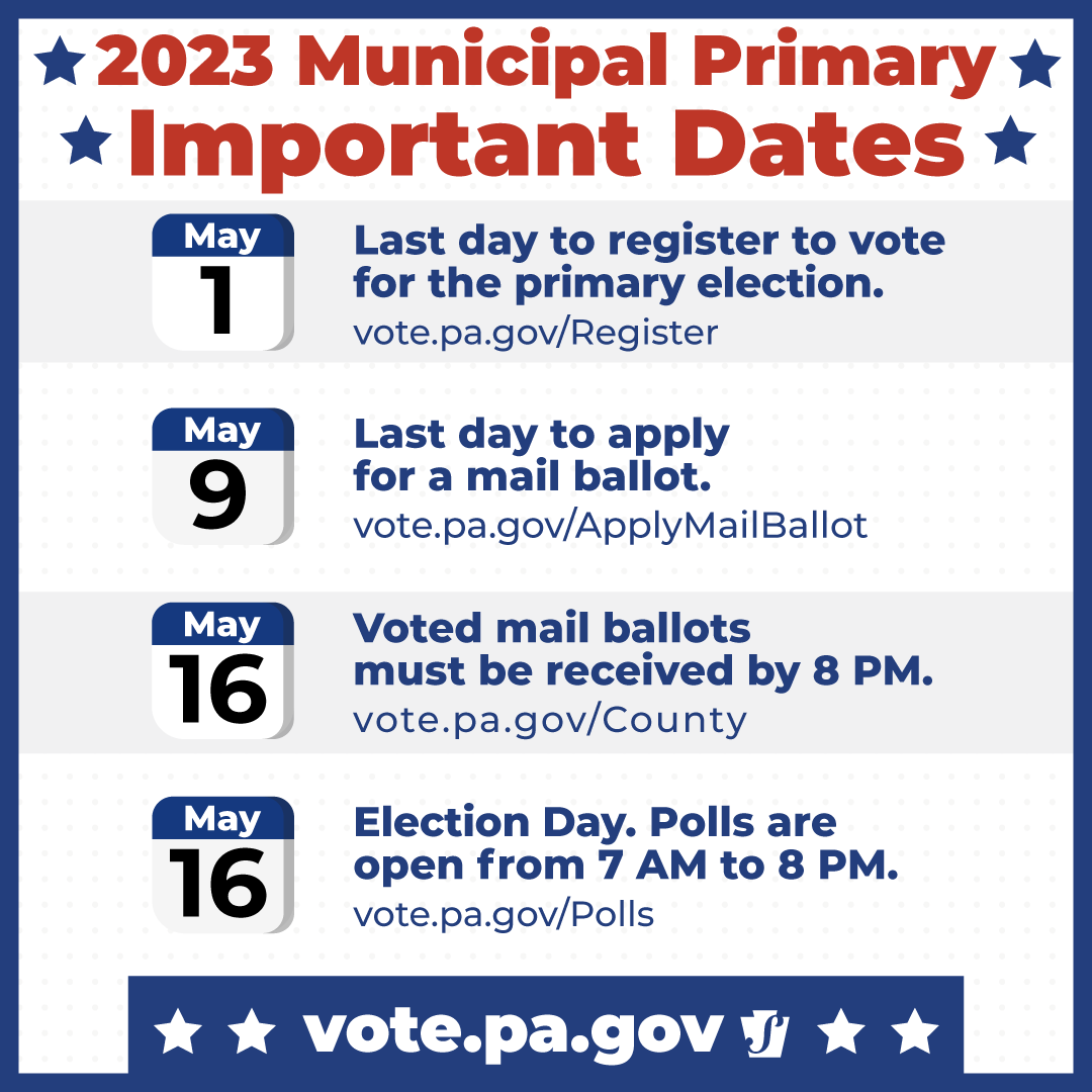 With Election Day just 18 days away, don't forget to register to vote. May 1st is the last day to register.  
@PennsylvaniaGov 
@FreeLibrary 
#ReadyToVotePA
pavoterservices.pa.gov/pages/VoterReg…