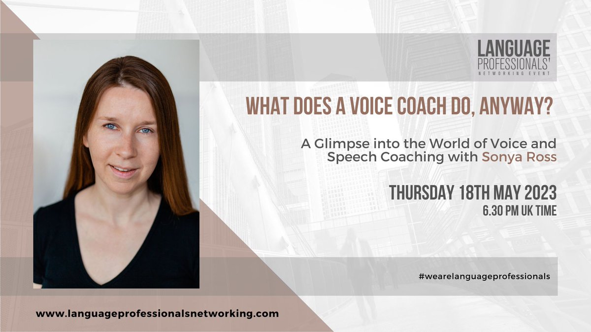LanguageProfNet's tweet image. This month we are excited to be joined by guest speaker Sonya Ross for a conversation with Gabriella Ferenzci on voice and speech coaching.

Check the link:
languageprofessionalsnetworking.com/next-event/.

#wearelanguageprofessionals