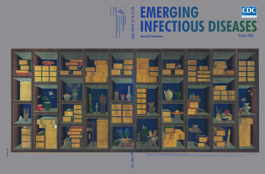 The EID journal 'sOct 2020 cover image, an example of Chaekgeori from the Cleveland Museum of Art,  is appropriate for #NationalLibraryWeek:  wwwnc.cdc.gov/eid/article/26…