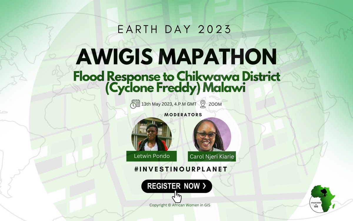 Join us for this #mapathon and help make a difference in the Chikwawa District of Malawi. This event, is in commemoration of #EarthDay2023, and we look forward to investing in our planet.🌍

 #Africanwomeningis #gischat #mapathon