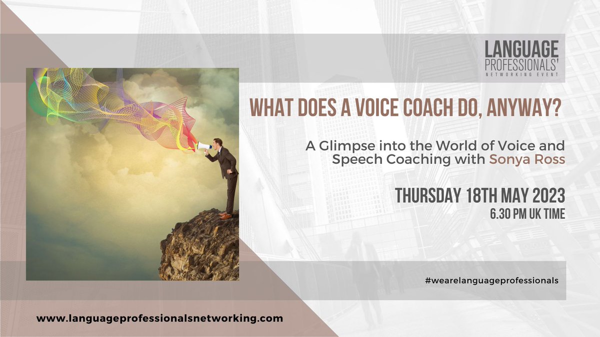 LanguageProfNet's tweet image. On Thursday, the 18th of May, we are excited to be joined by guest speaker Sonya Ross for the May Language Professionals’ Networking Event.

Programme and agenda, tickets and further information: languageprofessionalsnetworking.com/next-event/

#wearelanguageprofessionals