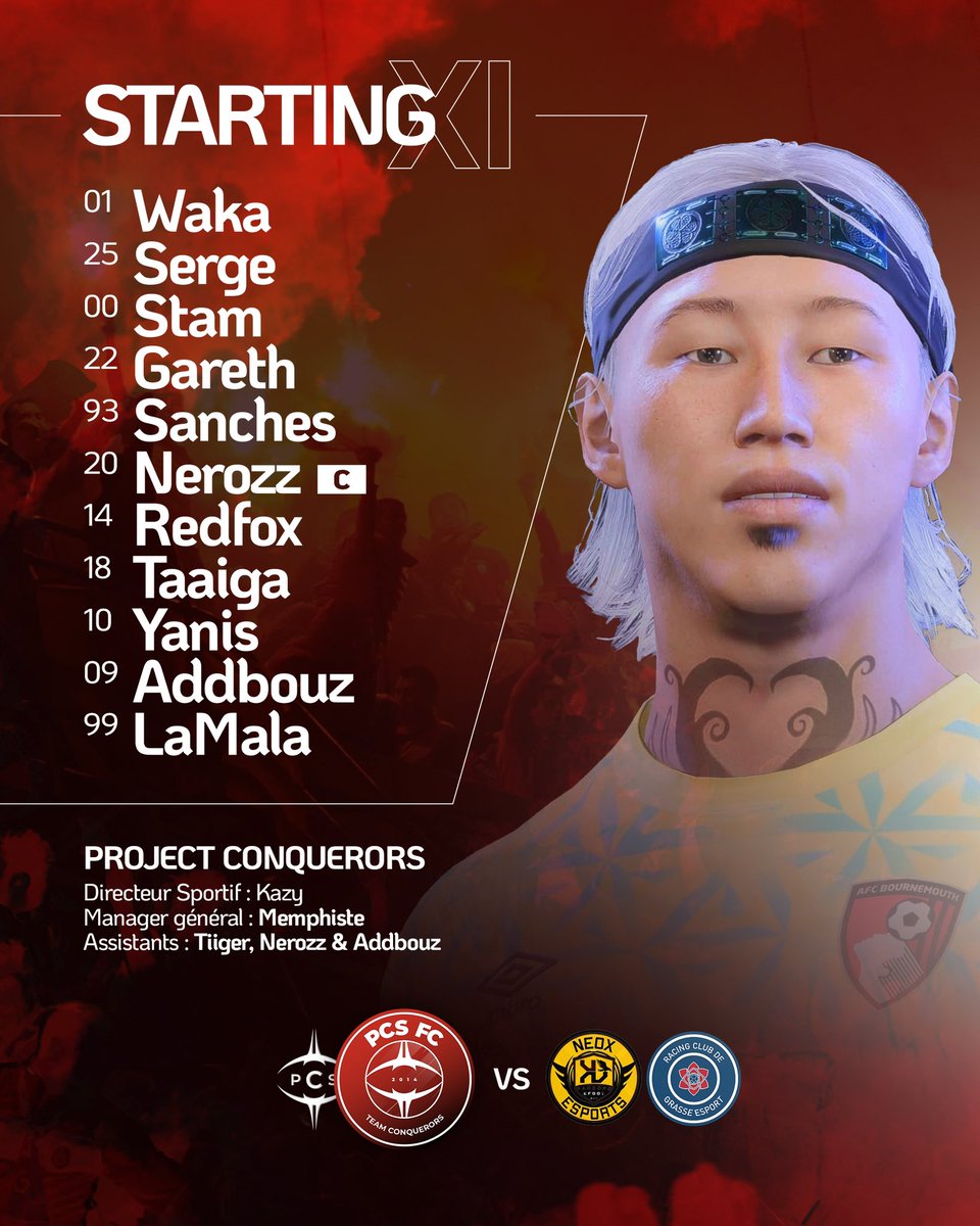PCS Conquerors PS5 (@pcsfc_) on Twitter photo 🔴| MATCHDAY |⚫️
🏆 <a href="/eSportFA_FR/">ESPORT FOR ASSOCIATIONS</a>
▶️ EFL FINAL
🆚 <a href="/Pandore_eFoot/">Pandore eFoot</a>
🆚 <a href="/RCGrasse_eSport/">RC Pays de Grasse eSport</a>
💕 <a href="/PCS_Original/">Project Conquerors (PCS)</a> #PCSFAMILY 🔴| MATCHDAY |⚫️
🏆 <a href="/eSportFA_FR/">ESPORT FOR ASSOCIATIONS</a>
▶️ EFL FINAL
🆚 <a href="/Pandore_eFoot/">Pandore eFoot</a>
🆚 <a href="/RCGrasse_eSport/">RC Pays de Grasse eSport</a>
💕 <a href="/PCS_Original/">Project Conquerors (PCS)</a> #PCSFAMILY