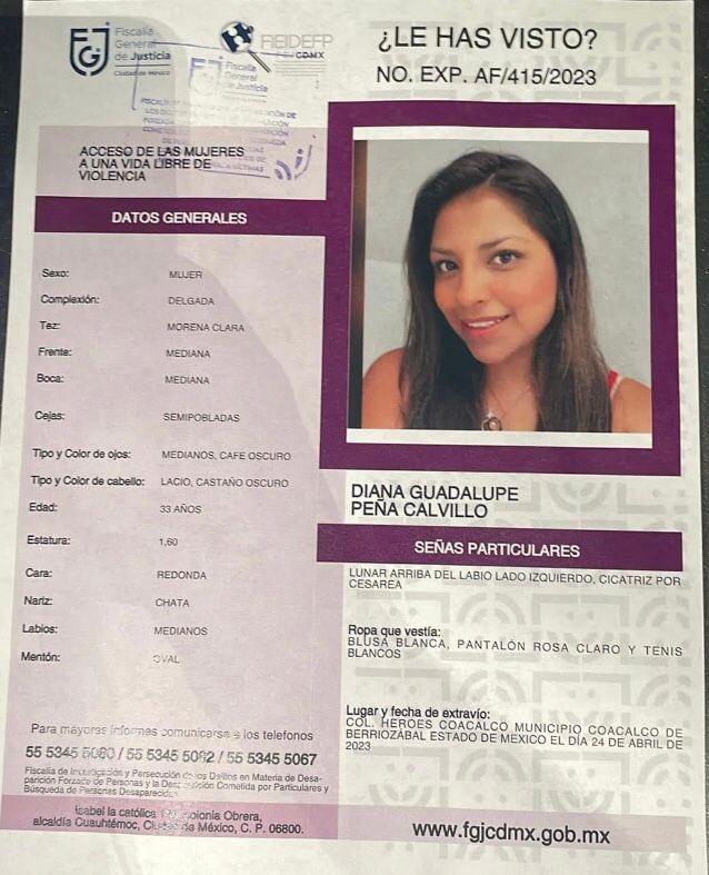 #SeBusca a Diana Guadalupe Peña Calvillo.