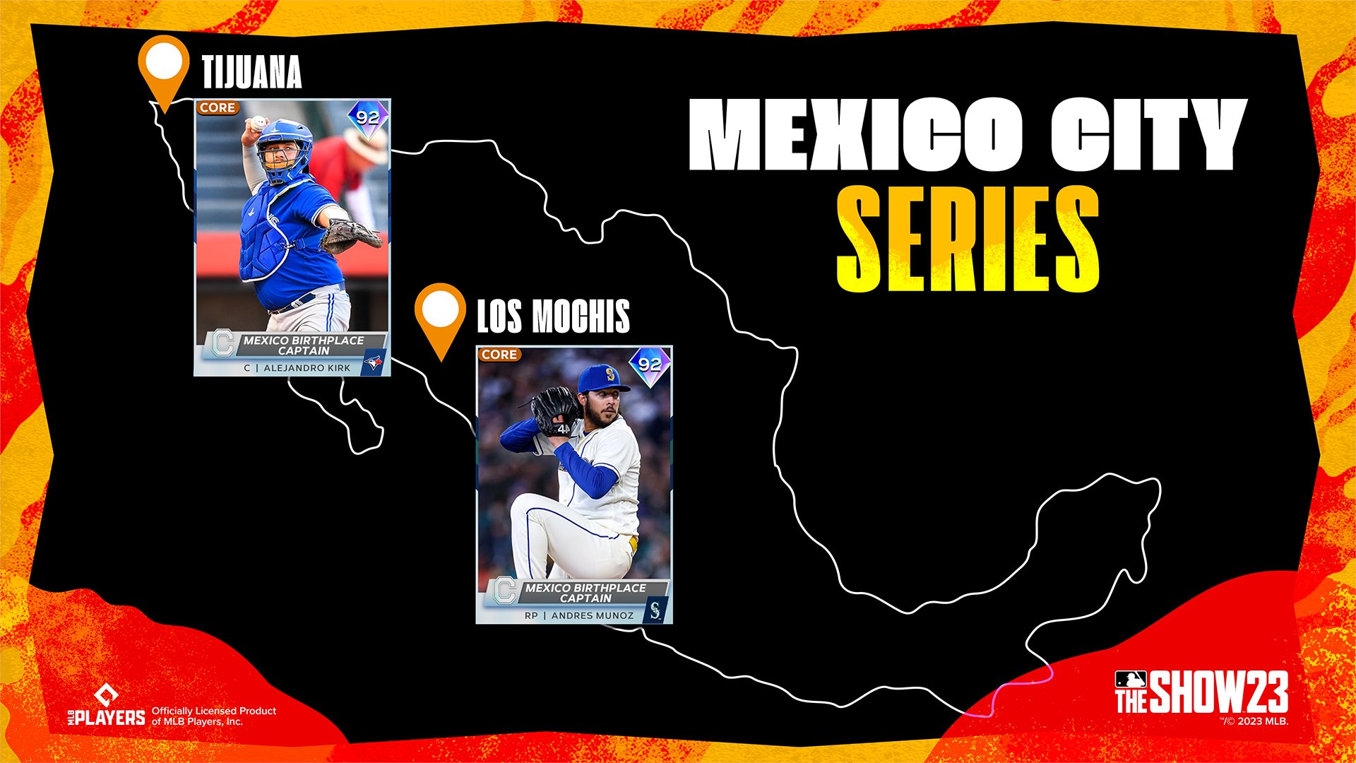 MLB The Show on X: ¡Los capitanes! @MLB_Mexico Find Andrés Muñoz and Alejandro  Kirk in the #MexicoCitySeries Program tomorrow around noon PT. ⚾🇲🇽  #MLBTheShow  / X