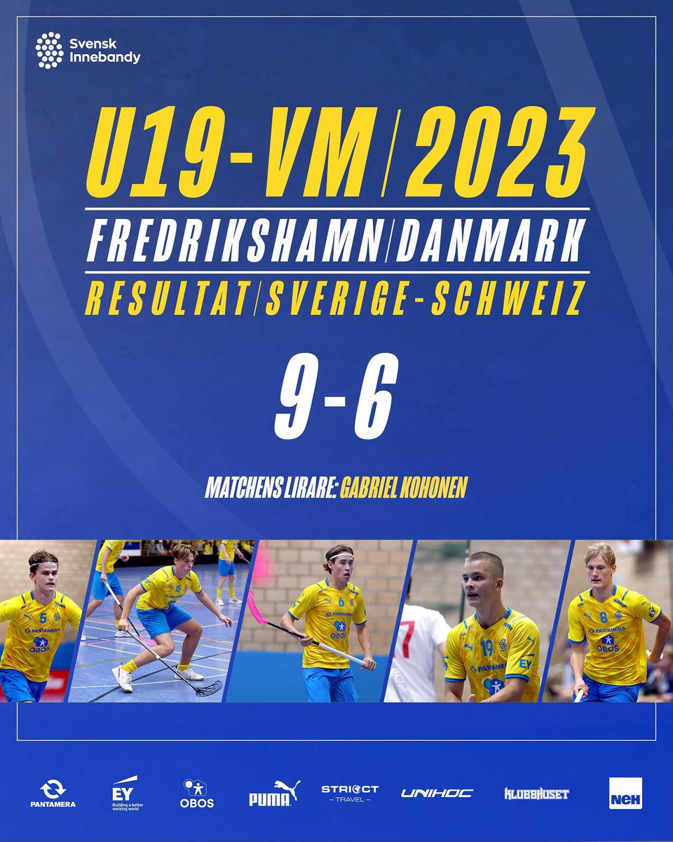 svenskinnebandy's tweet photo. Sverige vinner även match två i U19-VM med 9-6 mot Schweiz. Matchen lirare blev Gabriel Kohonen som stod för 5 poäng, 3 mål och 2 assist.
#innebandy #floorball #U19WFC2023 #FairFloorball #frameforthefuture https://t.co/i2HuefSUMW