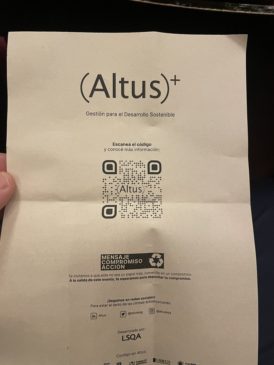 asaguerre's tweet photo. Ayer asistimos a la presentación de (Altus)+, una marca desarrollada por LSQA para acompañar a la gestoon del desarrollo sostenible, considerando los ejes ambientales, sociales y de buena gobernanza.
Te invito a conocer más de este gran desarrollo de LSQA
https://t.co/wWKMQyrZqy https://t.co/yN9NKxf8zO