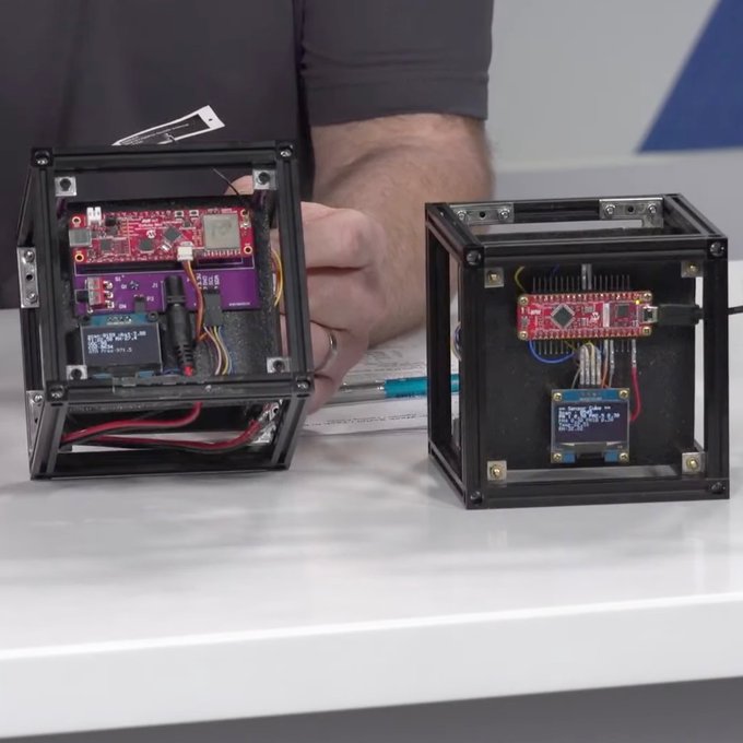 MicrochipMakes's tweet photo. Day three of #DesignWeek2023 in three pics! 

Watch today's demo-filled stream on demand for a look at some cellular-connected environmental sensor cubes, LoRaWAN-enabled agricultural sensor nodes, and a drink-chilling Peltier plate: https://t.co/Fri6Y5X3q7 https://t.co/k6Uo3umdaF