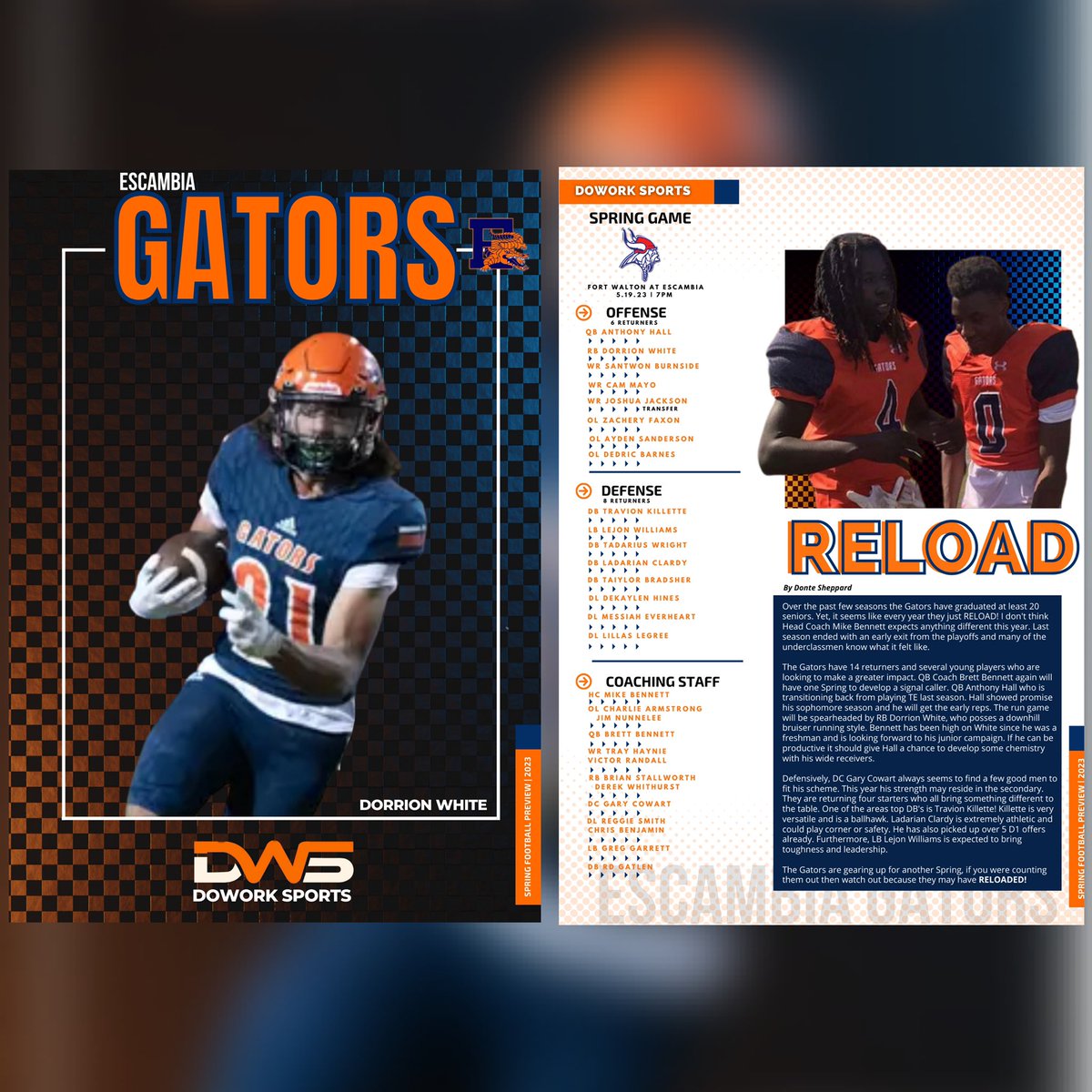 dowork_sports's tweet photo. Spring Football Preview: @EscambiaFb 🐊 🏈 #DoWorkGators https://t.co/xQt87Af39r