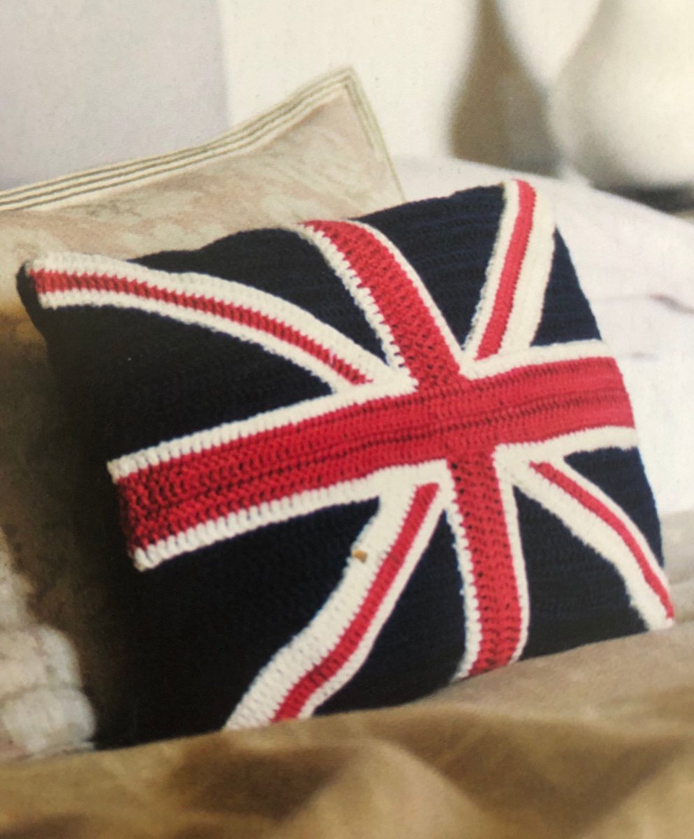 Crochet United Kingdom Union Jack Cushion Pattern #cushion #theking #MHHSBD #UKMakers #Coronation #GB #streetparty #homeimprovement #unionjack #flag #UK #wip #crochetpattern #craft #crochet #hobby etsy.me/44bJL8c