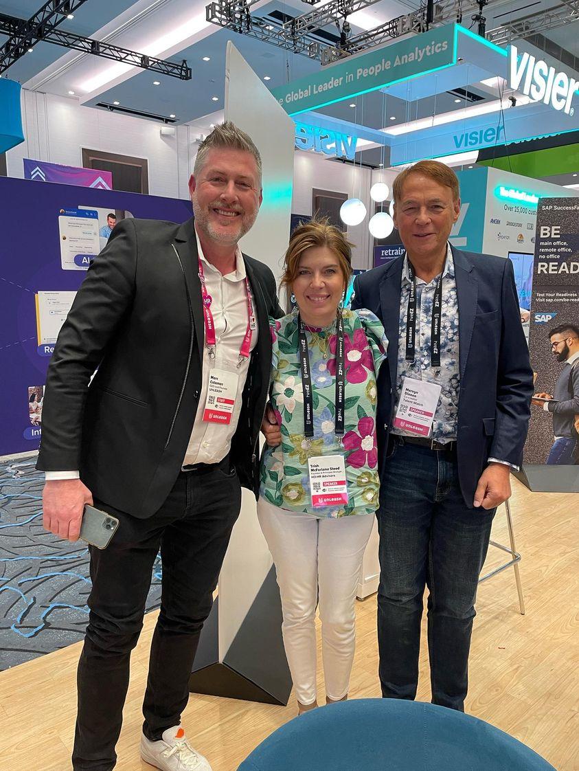 Trish_Steed's tweet photo. Honored to have @unleashmarc on the @HRHappyHour #podcast network. @MervynDinnen &amp; I enjoyed talking about #UNLEASHAmerica, the state of the #HR industry, &amp; more. We even broke the news on his recent nuptials to the lovely Gina! Congratulations 🎉🥂🍾 https://t.co/f3kkt4FDnw