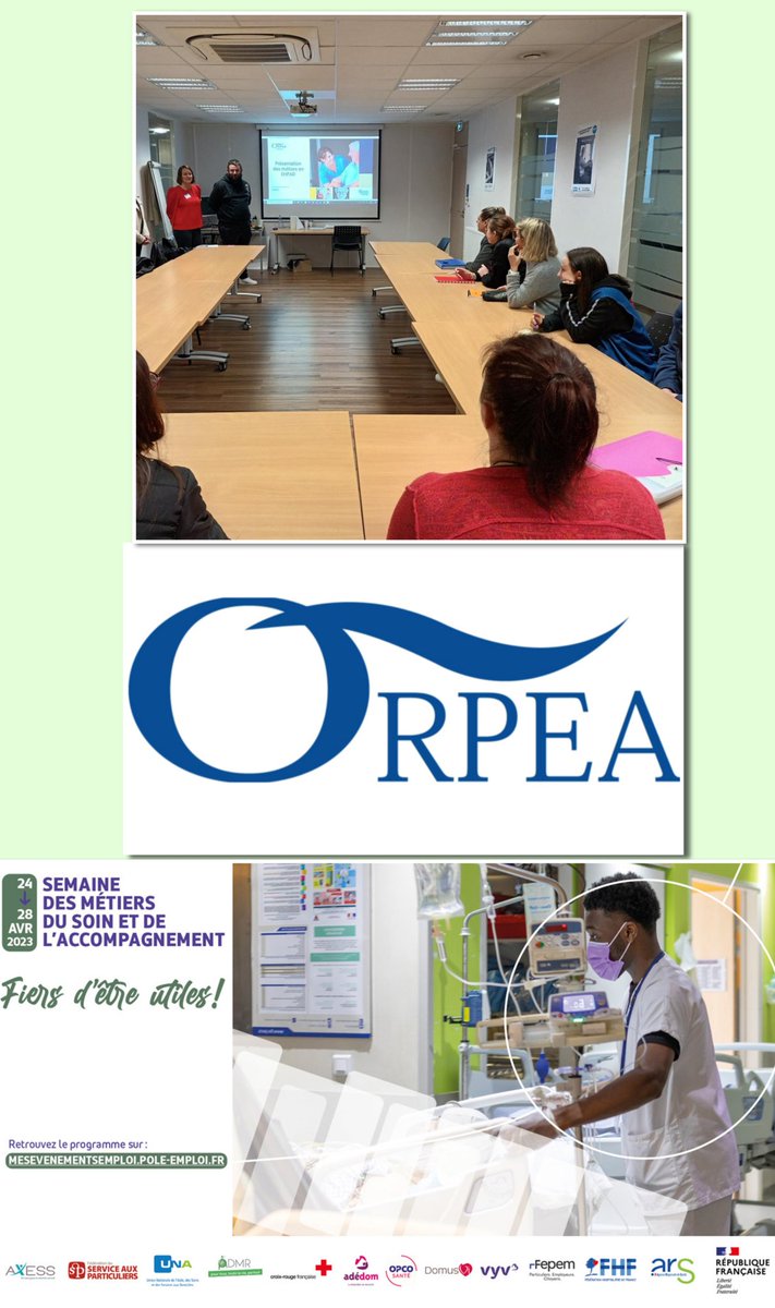 Semaine du #soin et de l'accompagnement. Le Trèfle d'Argent <a href="/ORPEA/">orpea</a>  a présenté, mardi, les métiers aux personnes en réorientation et a rencontré aujourd'hui des candidats pour leurs postes à pourvoir. #TousMobilises pour impulser des parcours et faciliter des rencontres.<a href="/KW59400/">Karine WIELEBSKI</a>