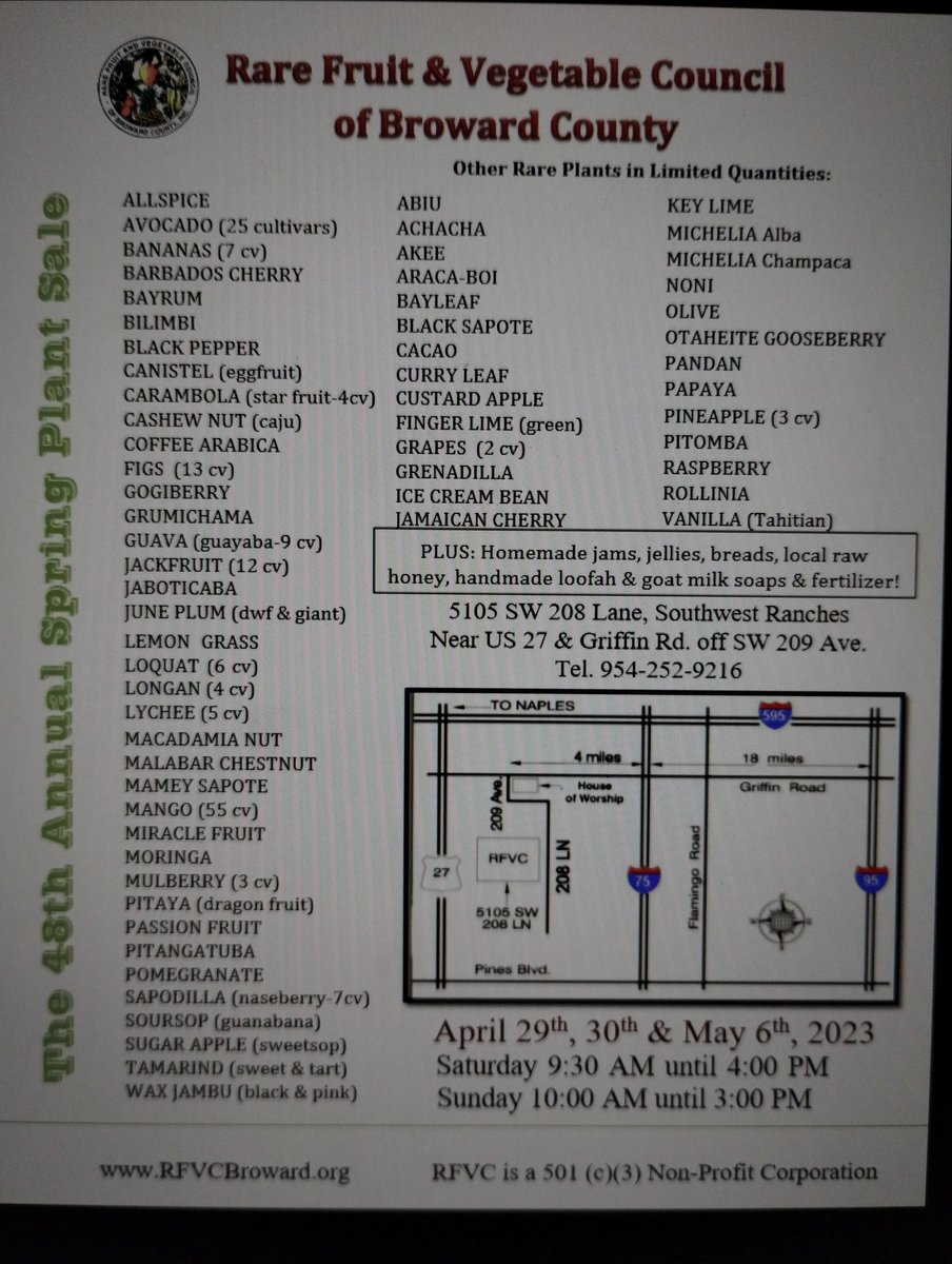 Rare Fruit Tree Sale April 29 and 30 at SW Ranches!