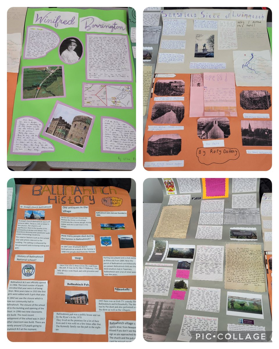 A snapshot of our #historycba displayed today.  Projects spanned ancient Ireland, Landlord era, Ireland's independence struggle, the Troubles, #Holocaust &amp; so many more. It was an honour to learn of these personal stories. #etbcorevalues #activelearning <a href="/TipperaryETB/">Tipperary Education and Training Board</a> #jchist
