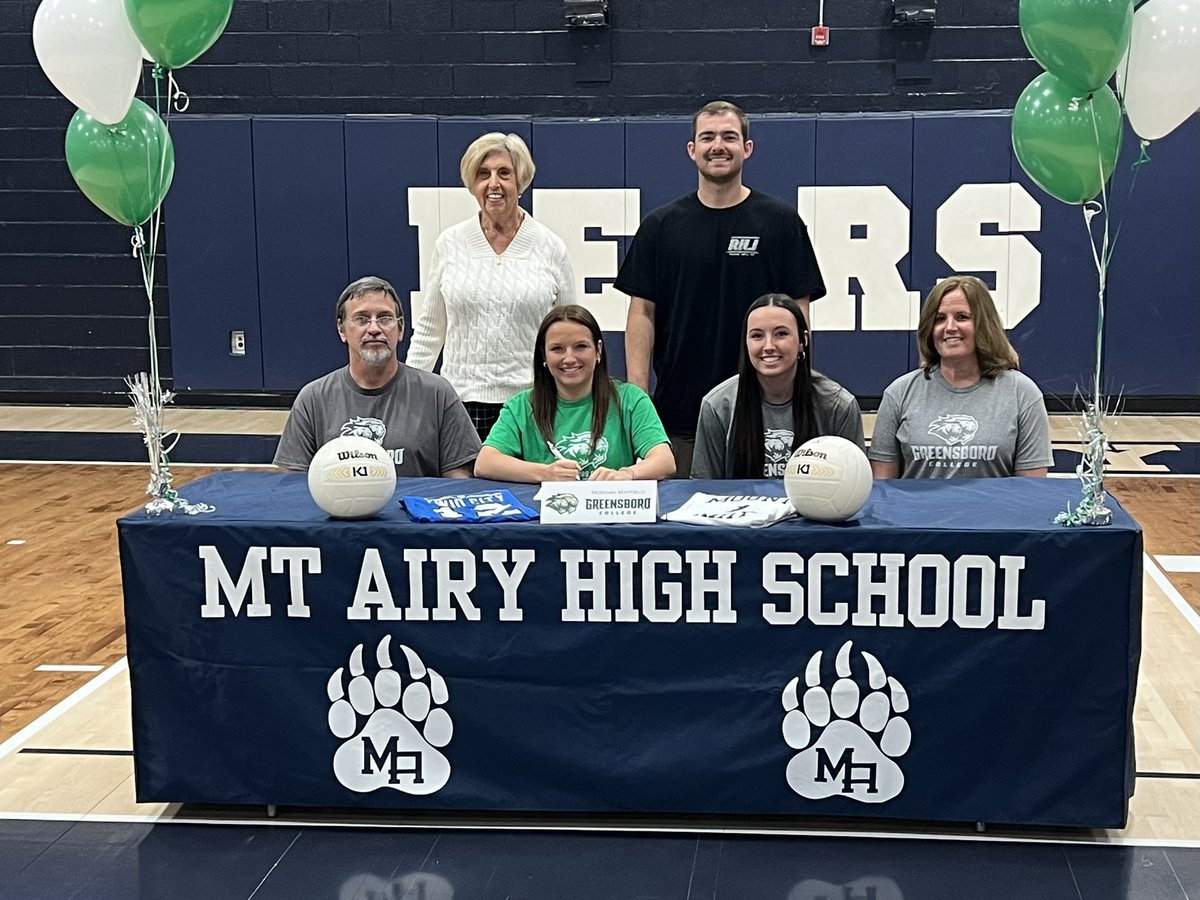 w/Family, Coaches, Teammates &amp; friends present, Lady Bears 🏐 <a href="/morganmayfield8/">morgan mayfield</a> signs the paper to continue her education &amp; play for the <a href="/GC_Pride/">GC Pride Athletics</a> 🏐 program WELL DESERVED! GO 🐻 <a href="/MACSchools/">Mount Airy City Schools</a> <a href="/granitesquad/">GSOD</a> <a href="/ahmayfield/">Angela Mayfield</a> <a href="/MrCoryLeeSmith/">Cory Smith</a> <a href="/Gboro_College/">Greensboro College</a> <a href="/AbbyGallimore1/">Abby Gallimore</a>