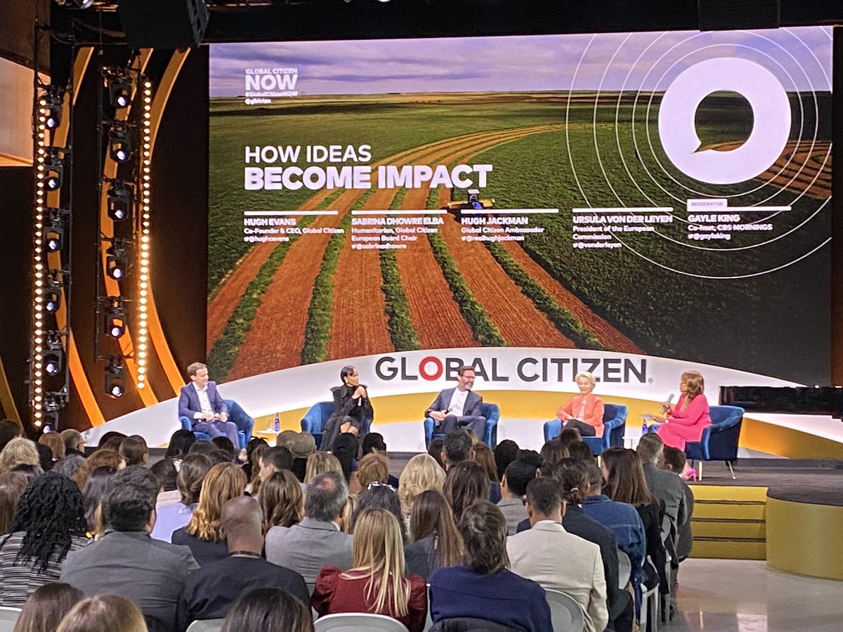 ryhicks's tweet photo. Excited to be attending @GlblCtzn #GlobalCitizenNOW in NYC. @GayleKing hosting a panel that includes @vonderleyen and @RealHughJackman  discussing ways to make ideas become impact. https://t.co/Cnjnpnyk67