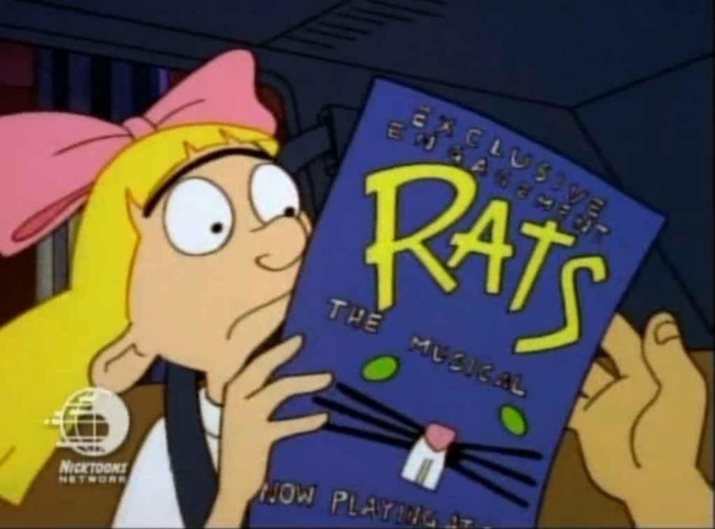 Watching "Hey, Arnold!" And Mt man Big Bob Pataki drives right past a wrestling event to see rats. 

Atta boy, Bob. Atta boy. 

#SaveTheRats
#Goblin
#GobPhin