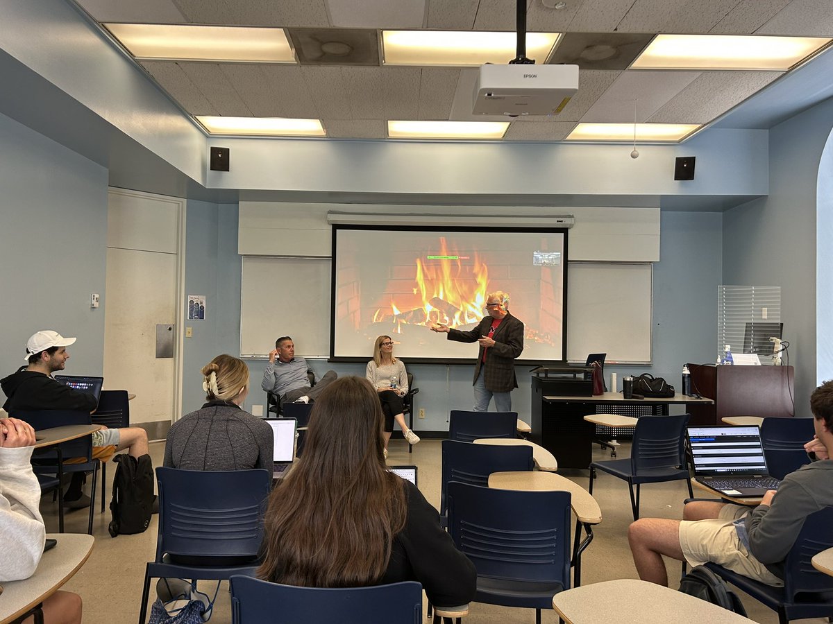 Great fireside chat today in #APSM3340 with guest speakers: Victor Rojas -18-year MLB Broadcaster &amp; Stefani Crowley-Owner of Power Physical Therapy <a href="/KTsportsmarket/">Ken Troupe</a>