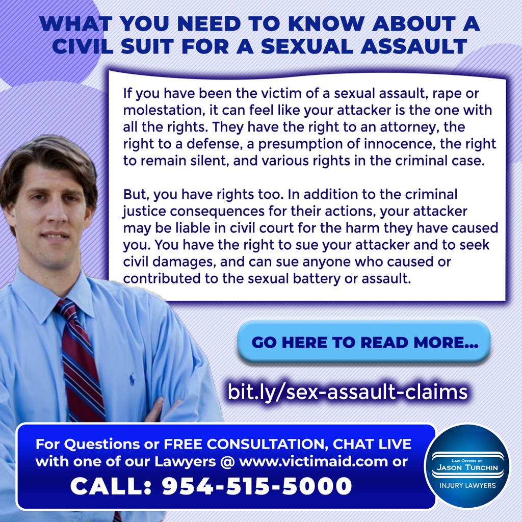 JasonTurchin's tweet photo. If you have been the victim of a sexual assault, rape or molestation, you often have rights too. You may have the right to sue your attacker and anyone who caused or contributed to the incident. 

Click here to read more >>> https://t.co/IKm53jbK3E

#jasonturchin⁠ #victimaid https://t.co/D1ZTuHGyzf