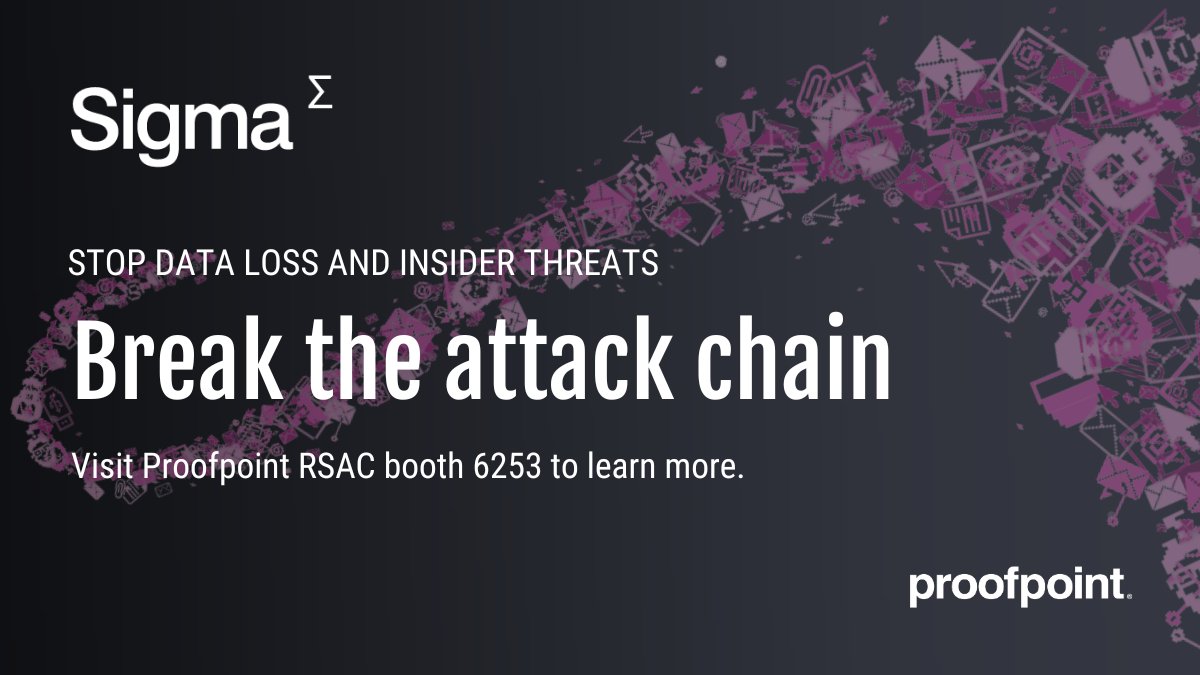 proofpoint's tweet image. Ready to keep your intellectual property safe? Learn how to #BreaktheAttackChain and protect your most sensitive information with Proofpoint Sigma DLP.

ow.ly/58Z850NXwzQ

#RSAC #informationprotection #PII #infosec #datalossprevention