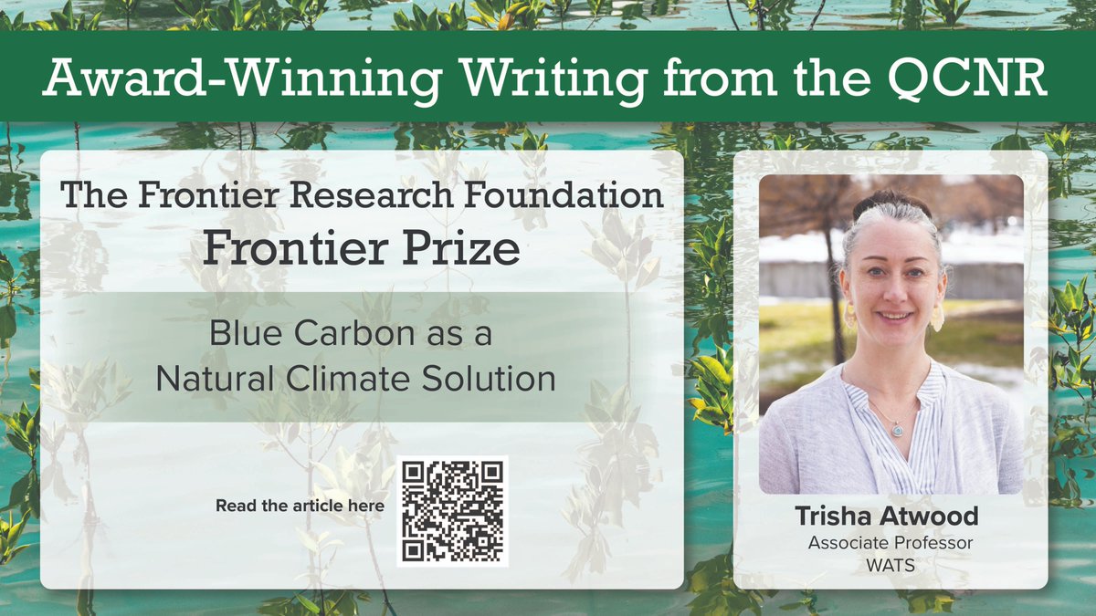 Several authors, including Trisha Atwood, were declared National Winners of the Frontier Prize for their paper demonstrating the enormous potential for oceans and coasts to contribute to carbon sequestration (blue carbon)!