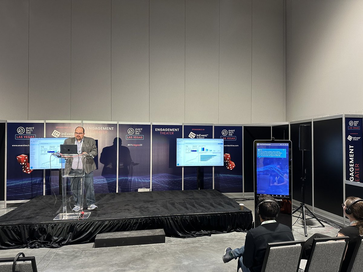 EricMisic's tweet image. Joe Colangelo doing a tech demo of Bear IQ at #etlvegas23 🐻 🚀 

#eventprofs #eventdata #meetingprofs #analytics