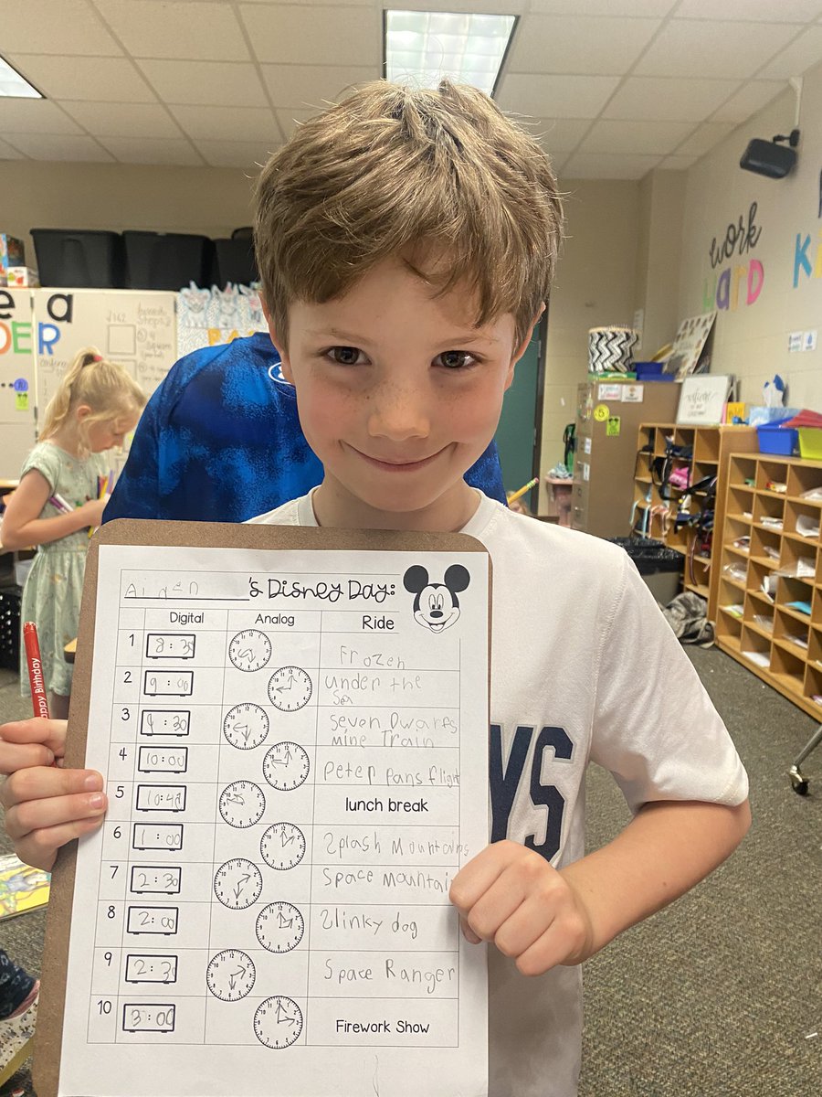 Tick tock on the clock… it’s almost TIME for our trip to see THE Mouse! ⏰🐭

We built our Disney Day “ride” schedule by rotating through the room “analog clock” style to prepare for our “virtual” day in DISNEY! 🎢
