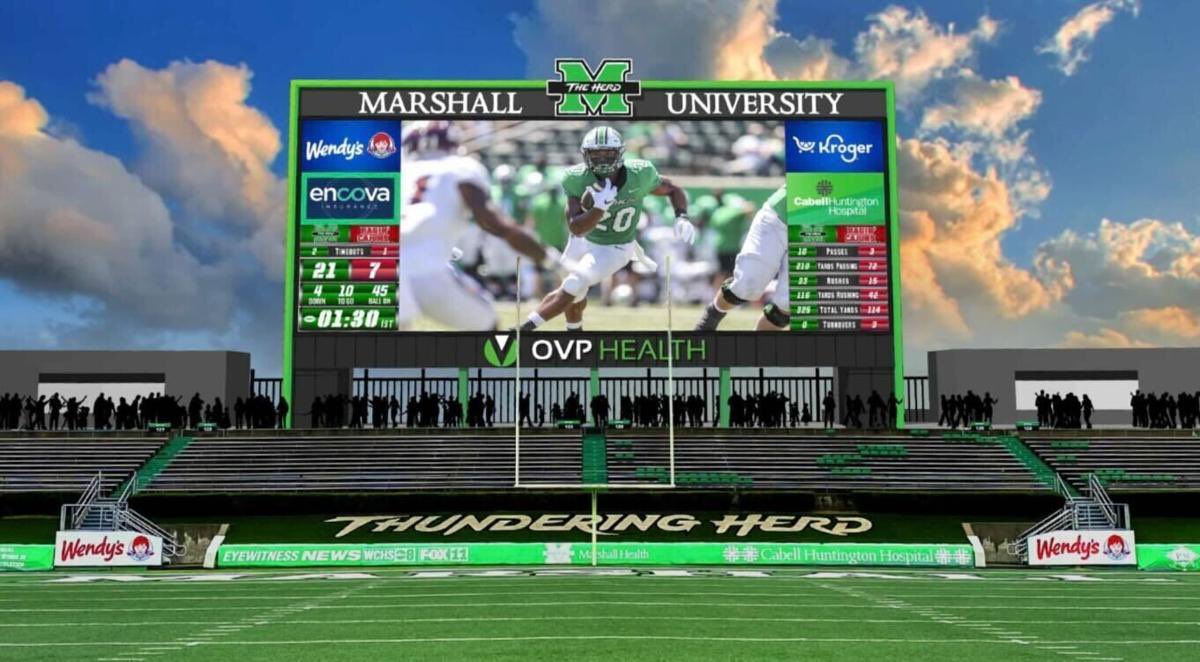 BarstoolMU's tweet photo. Looks like Marshalls new scoreboard will be coming to the Joan in 2023 👀

These were the concepts released by @HerdZone earlier in the year. 

This is going to look amazing https://t.co/naFTjpkdsl