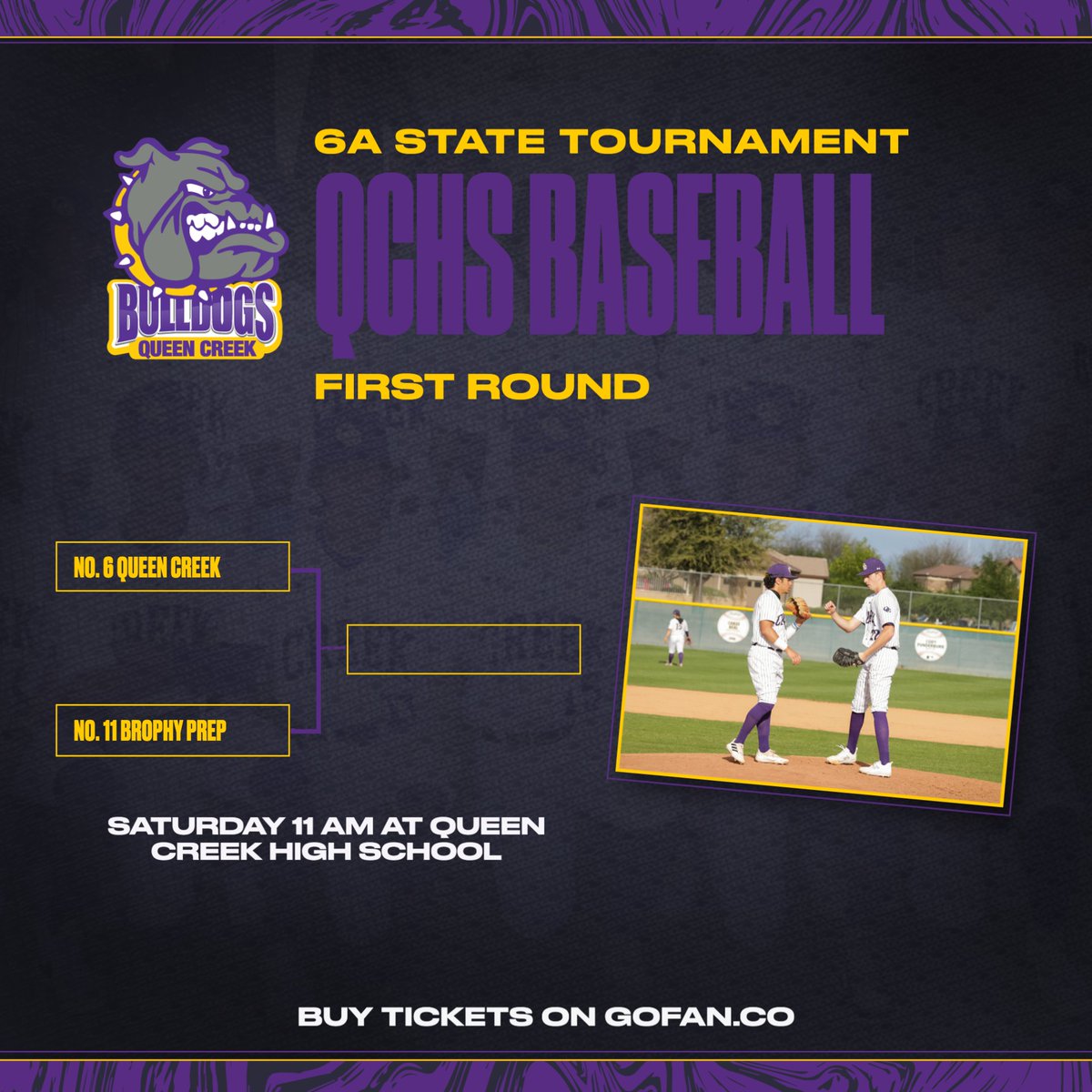 Saturday is the day!! Both baseball and softball will be home for the first round of the 6A state playoffs! Head to gofan.co for tickets! Let's go Dogs!!

#qcusd #QCleads <a href="/QCUSD_Athletics/">QCUSD Athletics</a>