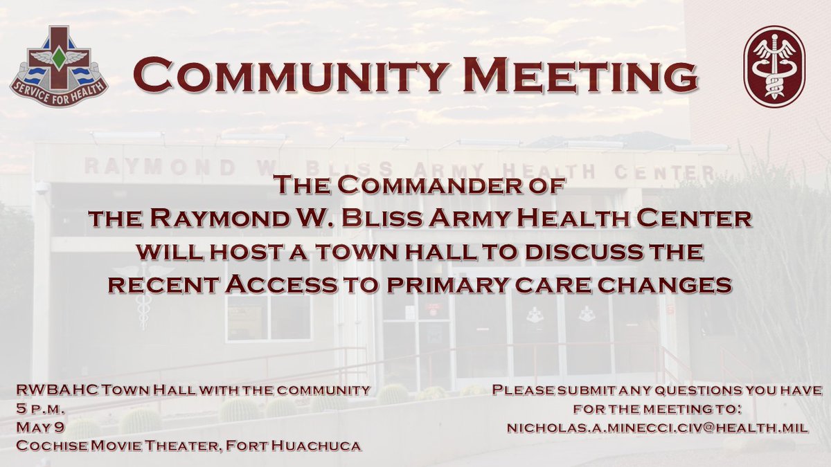 RWBAHC1's tweet image. RWBAHC will be holding a meeting with the public. Please share this with your friends and organizations.
@Fort_Huachuca 
@USAICoE 
@SierraVistaAZ