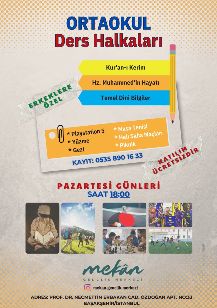 Muhammed_Dalyan's tweet photo. Başakşehir Mekân Gençlik Merkezi’nde her gence göre bir program var ! Bekliyoruz 👋🏻

#Başakşehir #Basaksehir #Mekan #GençlikMerkezi #Gençlik #İlkokul #Ortaokul #Lise #PlayStation #Playstation5 #PS5 #Turnuva https://t.co/izySauoxKr