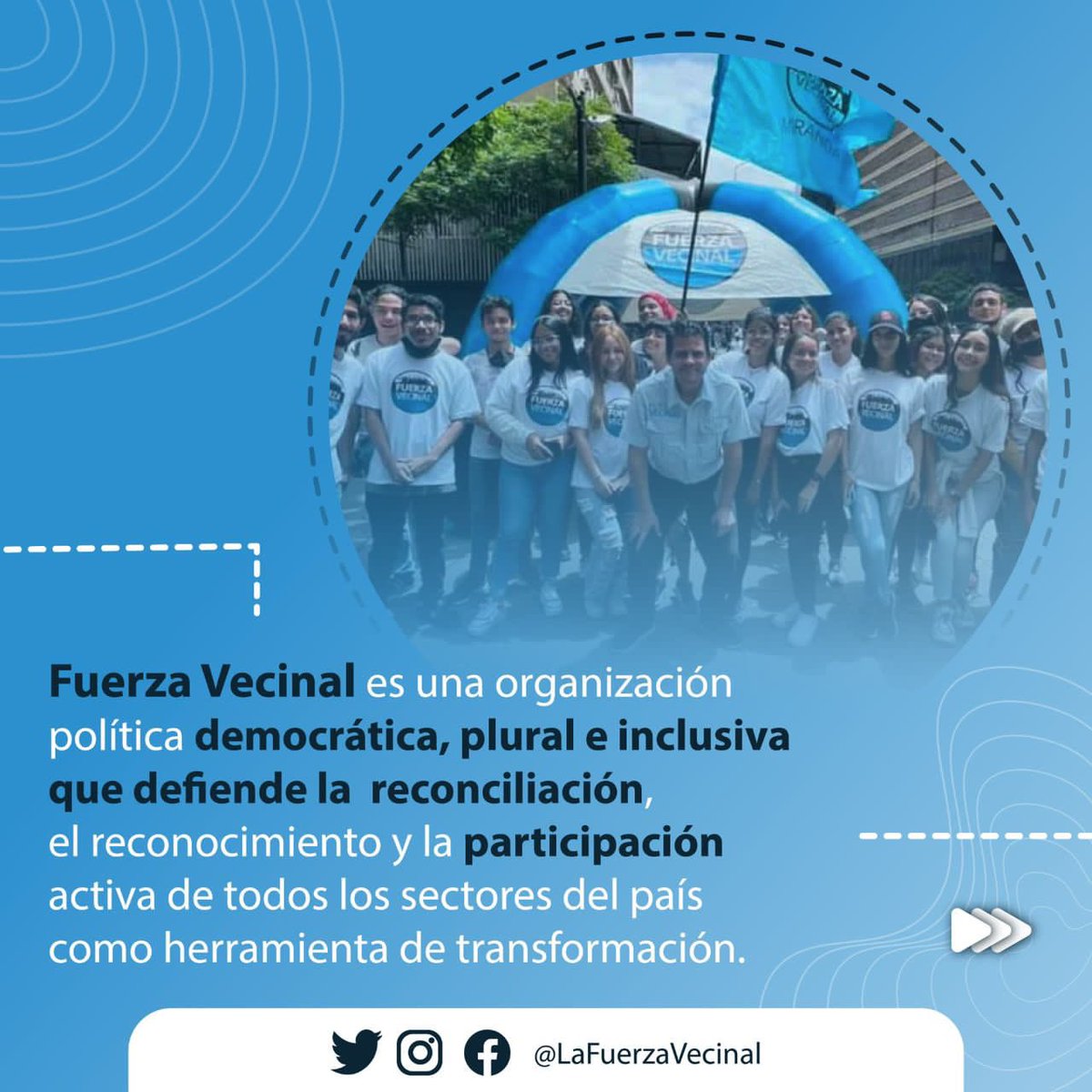 maximo_sanchez's tweet photo. ¿Quieres saber quienes somos en la familia de @lafuerzavecinal?

Lo primero que debemos decir es que #VenezuelaEsFuerzaVecinal. Somos una organización política emergente que trabaja por la mejor calidad de vida para nuestros vecinos. https://t.co/aGsuoHHuQi