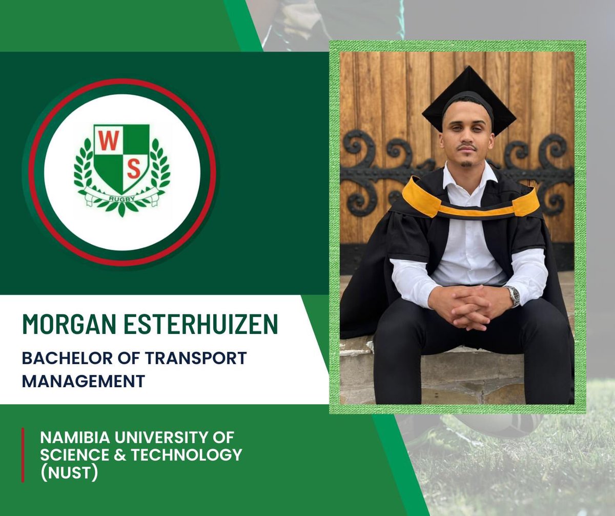fnb_wsrc's tweet photo. Join us in congratulating Morgan Esterhuizen for graduating today at NUST with a Bachelor of Transport Management. Morgan, we at Suburbs are very proud of you!!! https://t.co/0A4suQvBXa