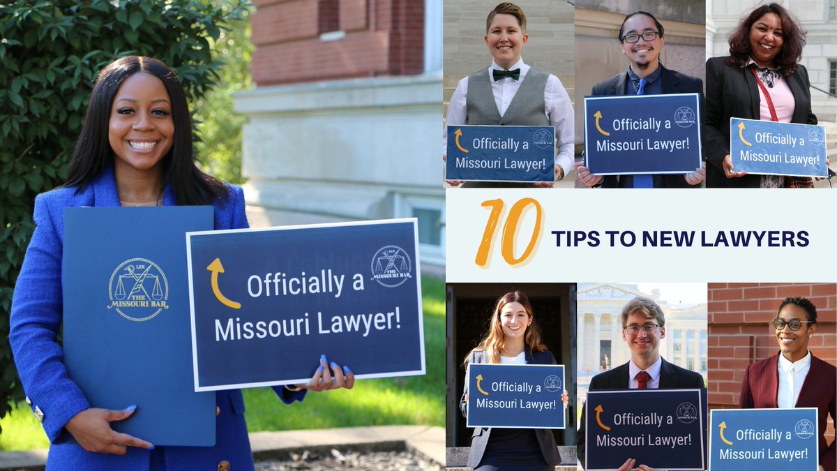 We're thrilled to welcome #NewMOLawyers to the bar tomorrow! Entering the profession is both exciting &amp; terrifying, so here are 10 tips from fellow new &amp; young #MOLawyers as you start your career ➡️ ow.ly/wvqE50NPpy8