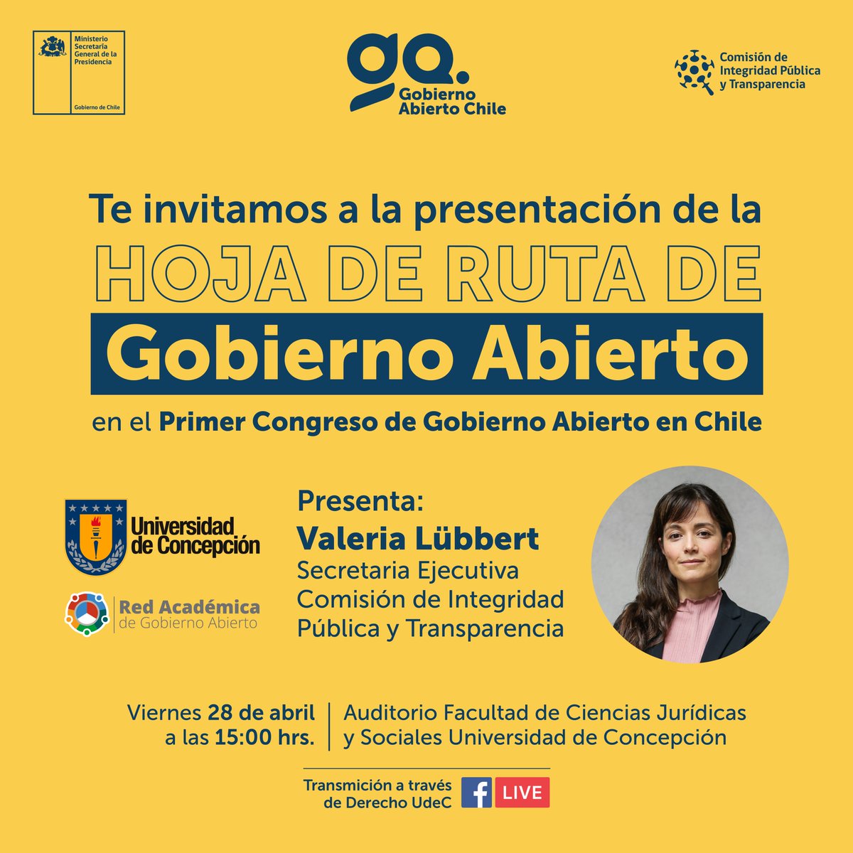 ¡ES HOY ES HOY!👏
A las 15:00 lanzamos la Hoja de Ruta con acciones para avanzar en la consolidación de los principios de Gobierno Abierto en Chile🧭
Síguelo en vivo 👉facebook.com/FacultadDeCien…