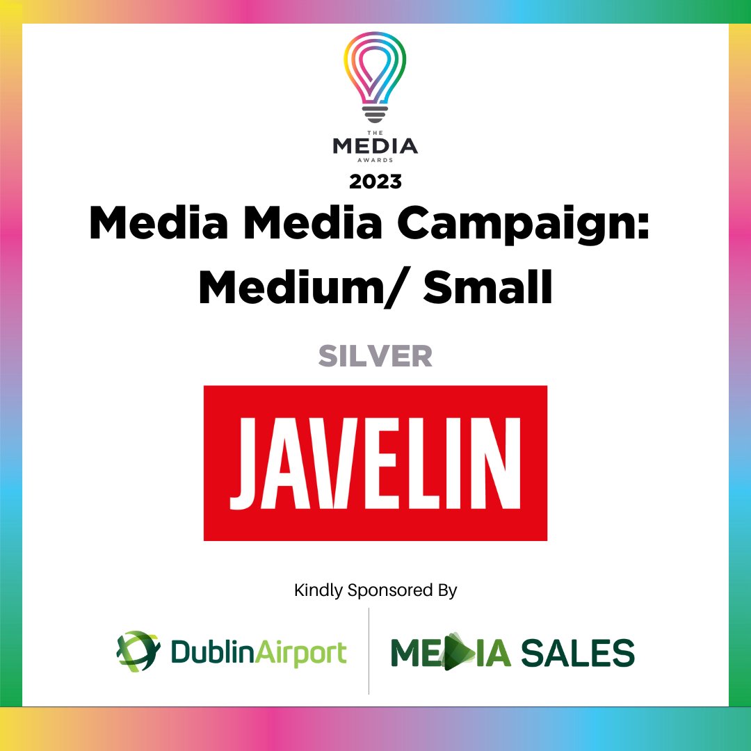 @javelindublin takes the Silver in the Best Media Campaign Medium / Small category at the Media Awards 2023 sponsored by @DublinAirport Congratulations!!!!! #mediaawards23 #awardnight #awardceremony #mediaawards #MA23