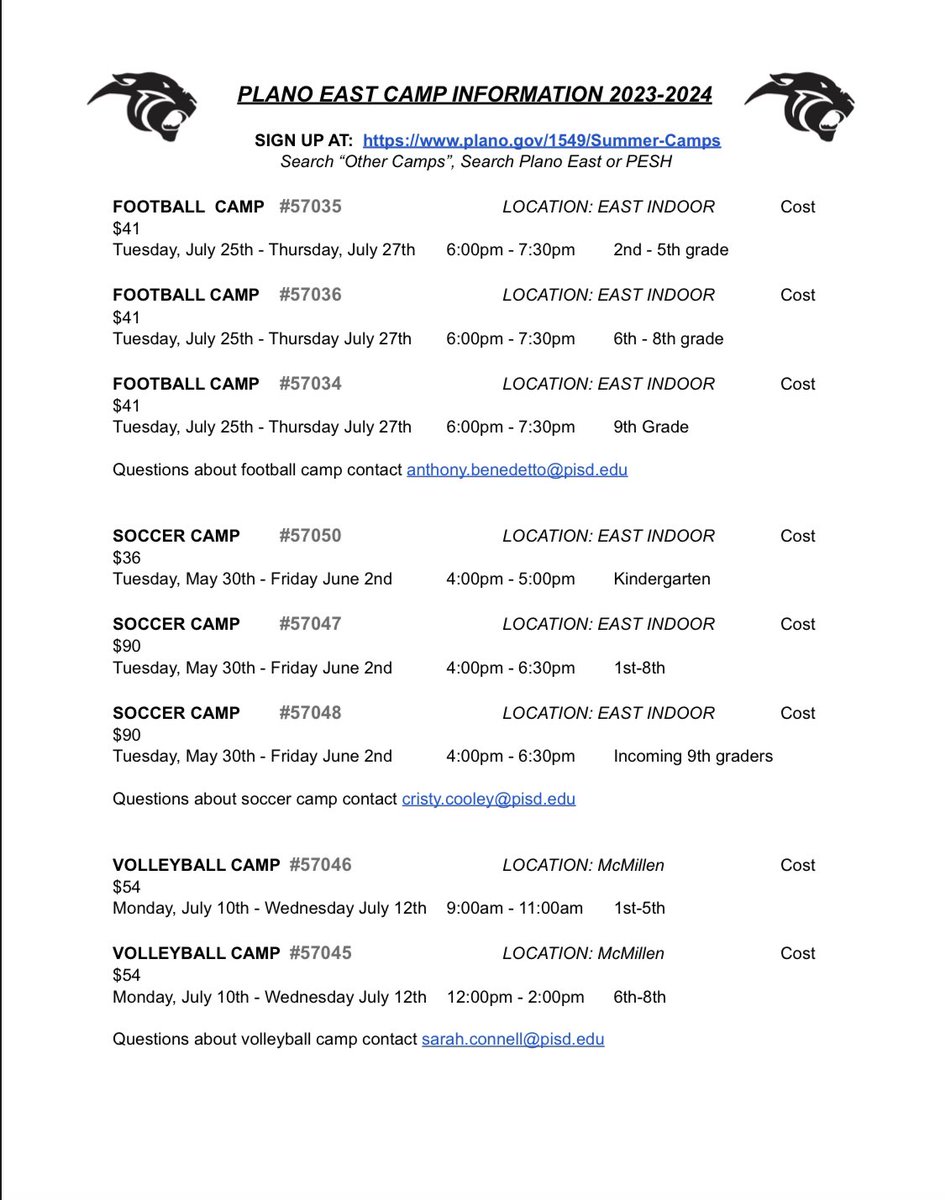 MendenhallHorns's tweet image. More Workout Summer Camps at Plano East
@Plano_Schools #mendenhalllearns #PISDPoweredbyLearning