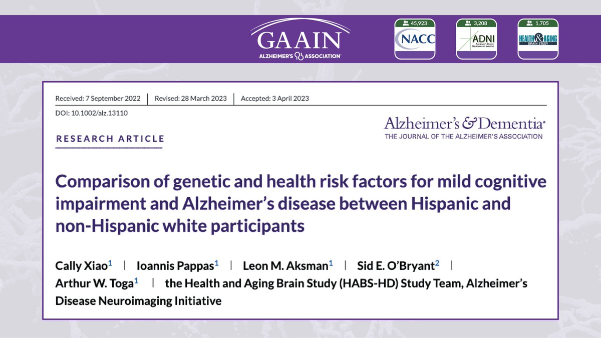 alzGAAIN's tweet photo. Check out our latest manuscript published in Alzheimer's &amp; Dementia, the journal of the @alzassociation, featuring data discovery in the #GAAINInterrogator and three Data Partners!

Stay tuned for the full tutorial 📈

Read more here: https://t.co/Szg5b30gr6 https://t.co/hoRoPx65gd