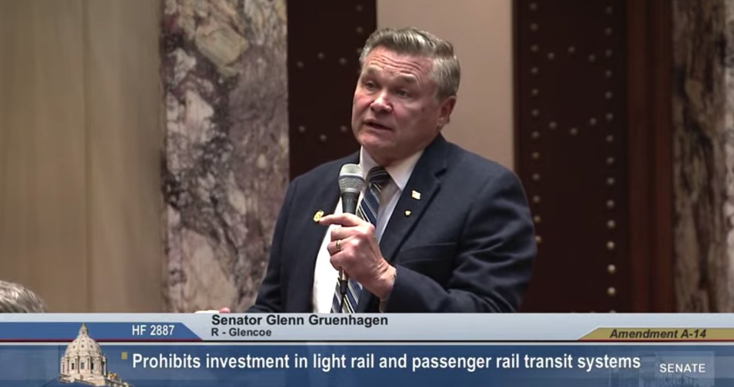 joshkimber's tweet photo. MN Senator Gruenhagen pointing out that that the cost of the SWLRT line is over $3,000 per INCH! 

"That's more than an ounce of gold."  #swlrt #mnsenate https://t.co/LRVvriCE41