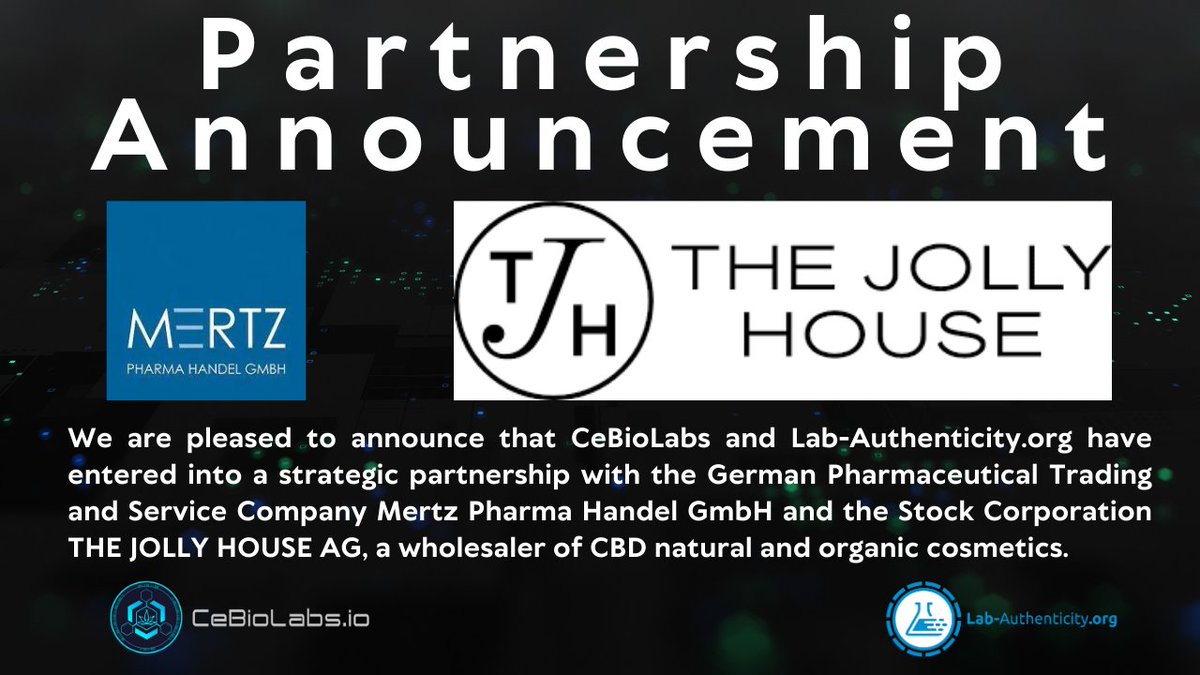 CeBioLabs's tweet image. 🎉Partnership Announcement
We are pleased to Announce that CeBioLabs &amp;amp; Lab-Authenticity.org has partnered with a Pharmaceutical Trading Company and a CBD Stock Corporation. This opens up a new customer base &amp;amp; new countries for us &amp;amp; the $CBSL Token.

📌cebiolabs.io/lab-authentici…
