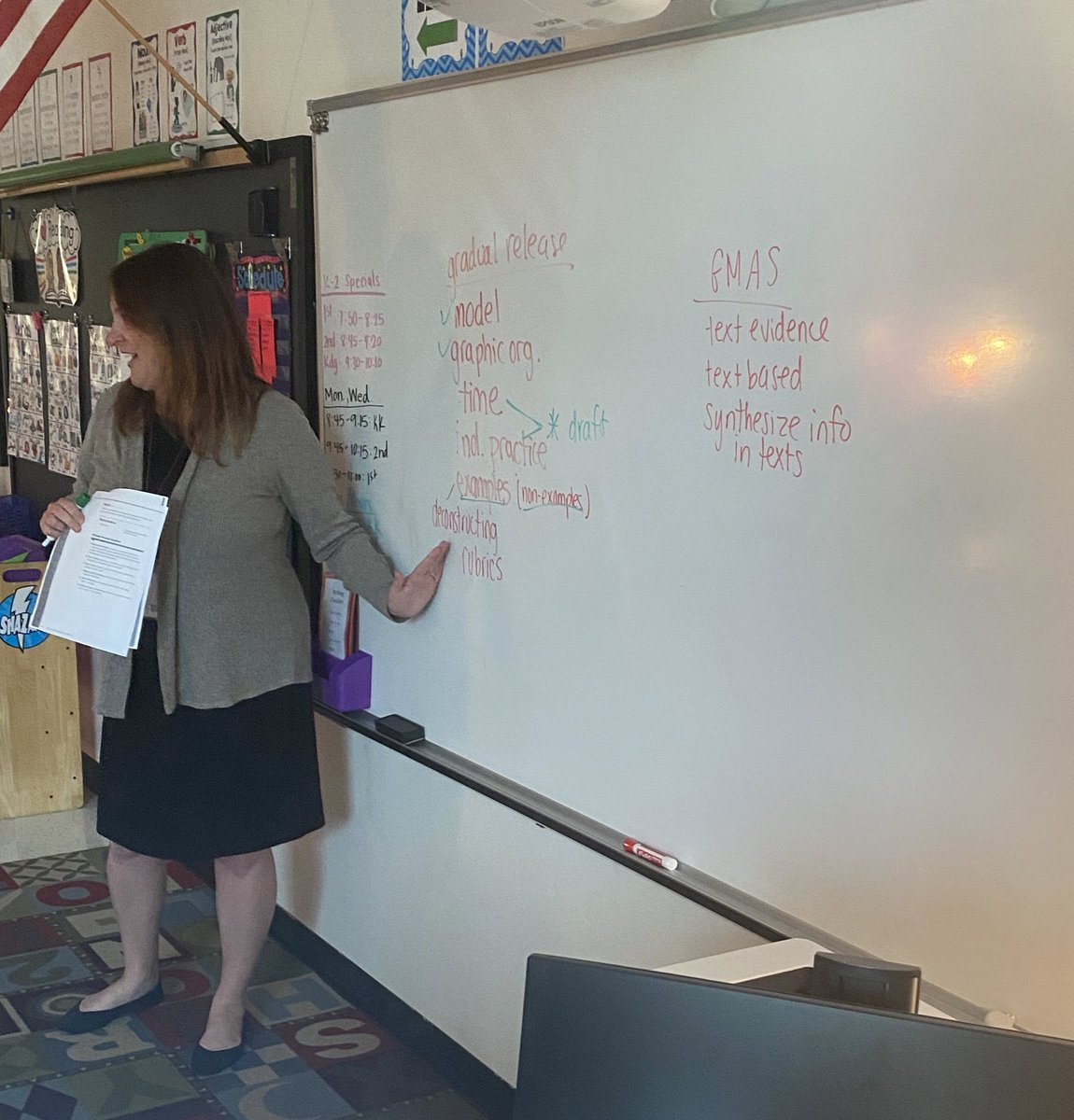 AMES_RTI's tweet photo. A HUGE THANK YOU to Heather Johnson, our fabulous Zone 6 K-5 ELA Program Specialist for presenting to our Vertical Team today. We were able to address teacher questions and gain a better understanding around Wonders Writing. @FCSLit_Zone6 @JillOsmerg #theWRITEwork✏️ https://t.co/JBNkmo2And