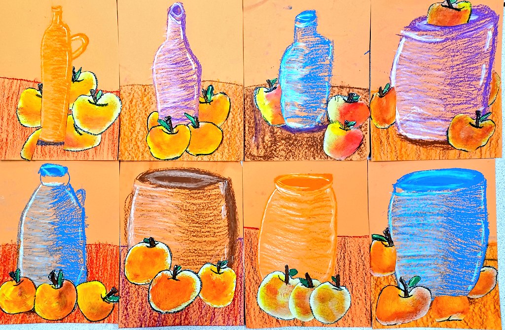 Students 2-3 <a href="/CVESDCook/">CVESDCook</a> learned about "bodegón" (still life) and created these collages inspired by the works of Paul Cezanne. 
#brillo 
#sombra
#lineadelhorizonte
#manzanas
<a href="/VAPA_CVESD/">VAPA CVESD</a>