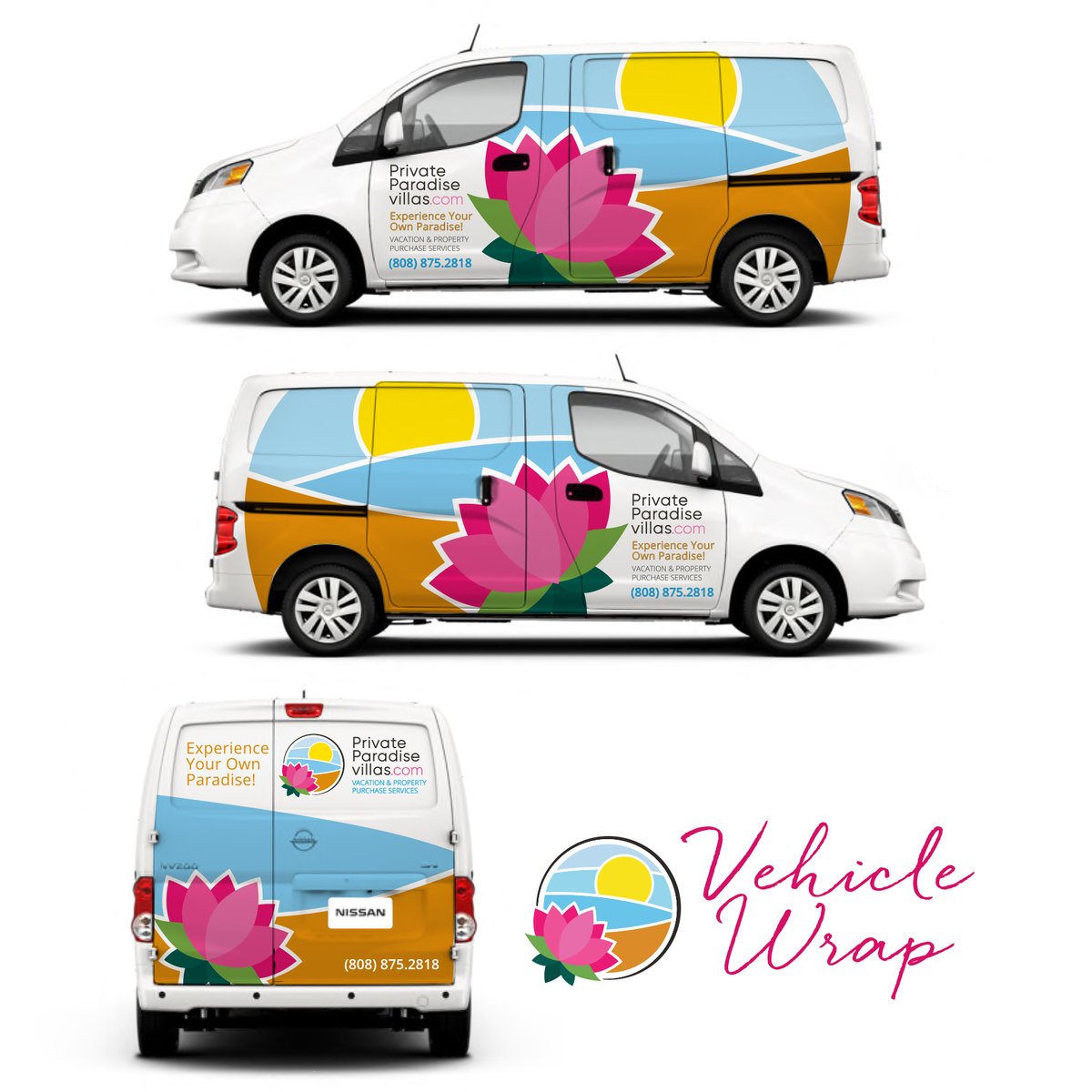 FourNineDesign's tweet image. Aloha! Greetings from the Rainbow State where you may come across one of Private Paradise vehicles' that we wrapped driving around. Love the bright colors and simple shapes on these wraps. Aloha!
