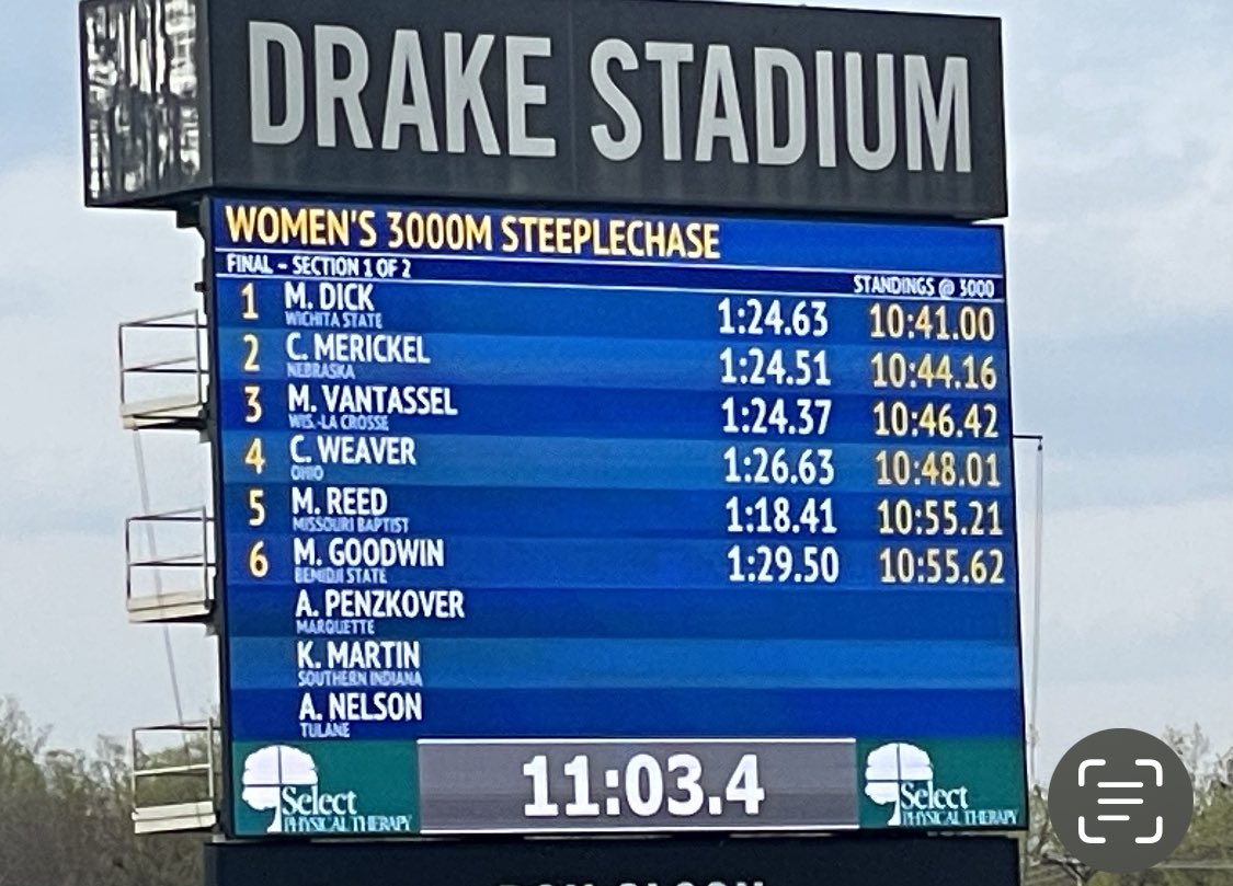 CoachOlszowka's tweet photo. Congratulations @_mia_reed_ finishing with an“A” Standard, National Qualifying time in the 3000m Steeple Chase at the Legendary #DrakeRelays https://t.co/Z4XM8C2fla