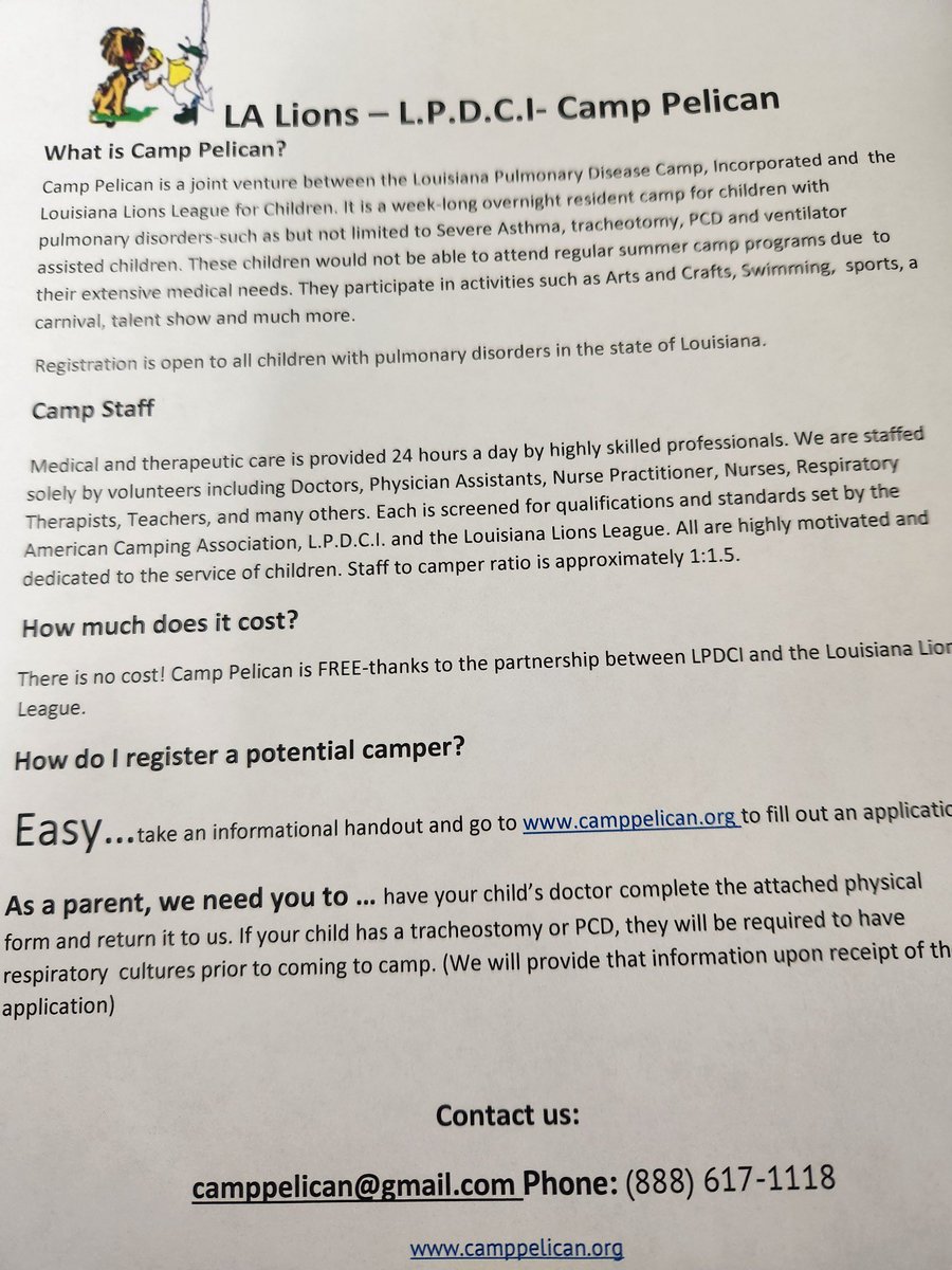 _Andrew_Lopez's tweet photo. CAMPERS WANTED: To my Louisiana followers, we are looking for campers for our FREE summer camp for children with pulmonary disorders. 

It’s a FREE week-long sleepaway camp in Anacoco, La.

DM with questions. 

Applications at https://t.co/VpBfGWwObQ

(Did I mention it was FREE?) https://t.co/JOeqoTfjiX