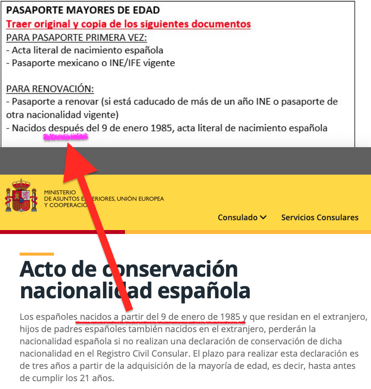 chnte's tweet photo. @ConsEspCDMX @lilucha Corrigieron la fecha de 10 enero a 9 enero, pero sigue estando mal. Ahora dice “nacidos después del 9 de enero de 1985”, pero debe decir “nacidos A PARTIR del 9 de enero de 1985”.
No es lo mismo. https://t.co/ANjARIXDoS
