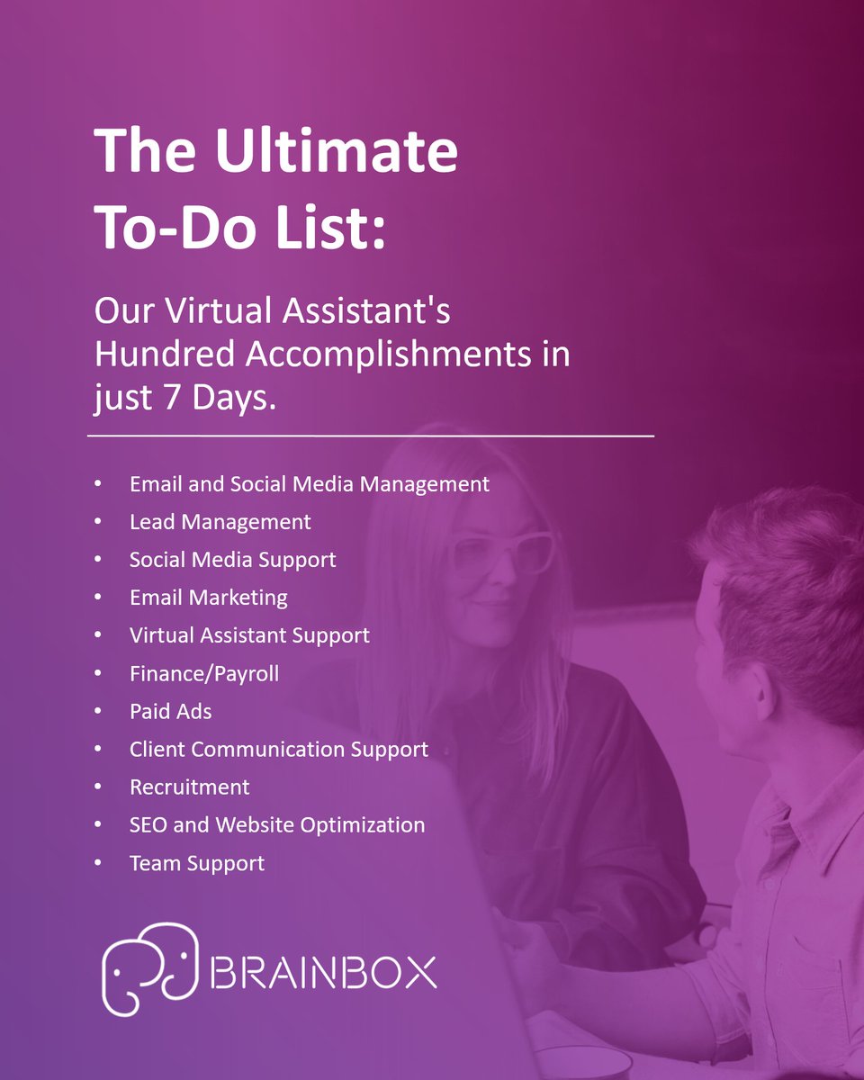 hello_brainbox's tweet photo. Let our Virtual Assistant help your business grow! From lead management to social media support and more - we've got you covered!
Take the first step towards success, contact us today! - https://t.co/QZlnnskaC1
#VirtualAssistant #BusinessGrowth #Outsourcing #BusinessSupport https://t.co/1LIEyQzirV