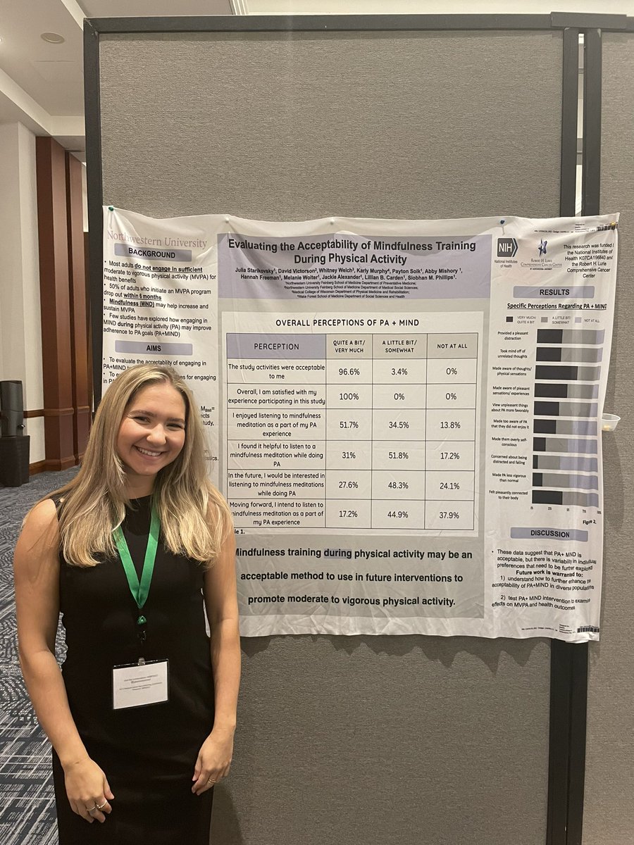 <a href="/JStarikovsky/">Julia Starikovsky</a> presenting “Evaluating the Acceptability of Mindfulness Training During Physical Activity” at the poster session yesterday at #SBM2023 <a href="/BehavioralMed/">SBM</a>, thanks to all who stopped by!
