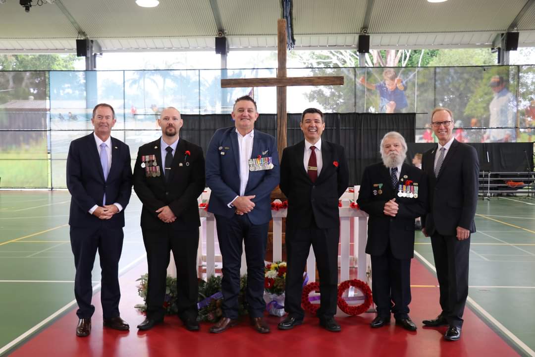 MathewKeene's tweet photo. Thanks to our Young Veterans volunteers for speaking to Glasshouse Christian College about ANZAC Day #anzacday #anzacservice #lestweforget #weshallrememberthem #glasshousechristiancollege https://t.co/Hg0uD20Bit
