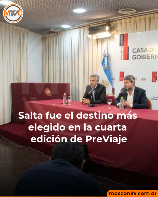 MosconiTvColor's tweet photo. Salta fue el destino más elegido en la cuarta edición de PreViaje.
Lo confirmó el ministro de Turismo y Deportes de  la Nación durante una conferencia de prensa realizada en Salta. #MosconiTvColor #Salta #MosconiTv https://t.co/V0LU1iIRhD